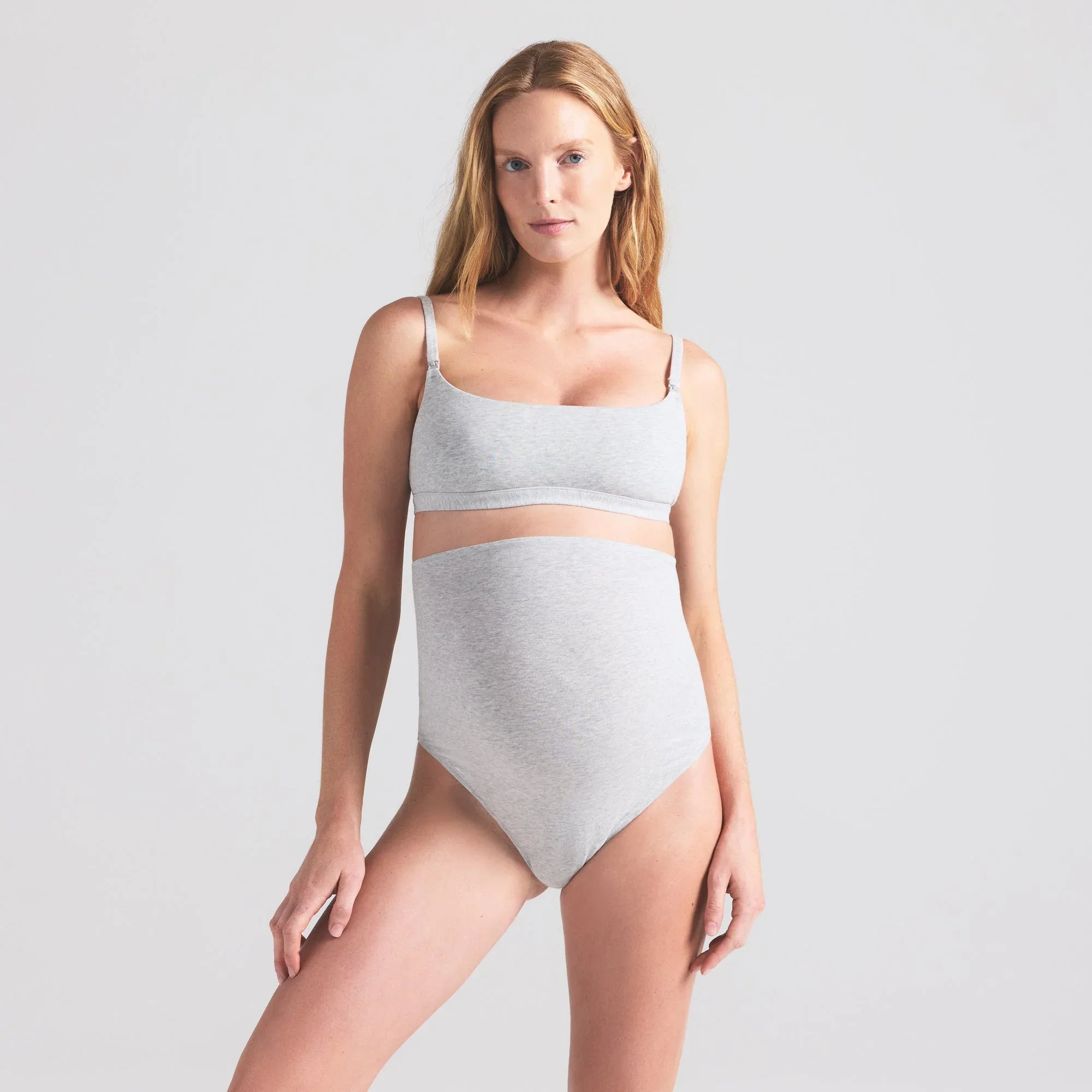 SKIMS COTTON JERSEY MATERNITY NURSING SCOOP BRALETTE | LIGHT HEATHER GREY - SÜTYEN - My Suti