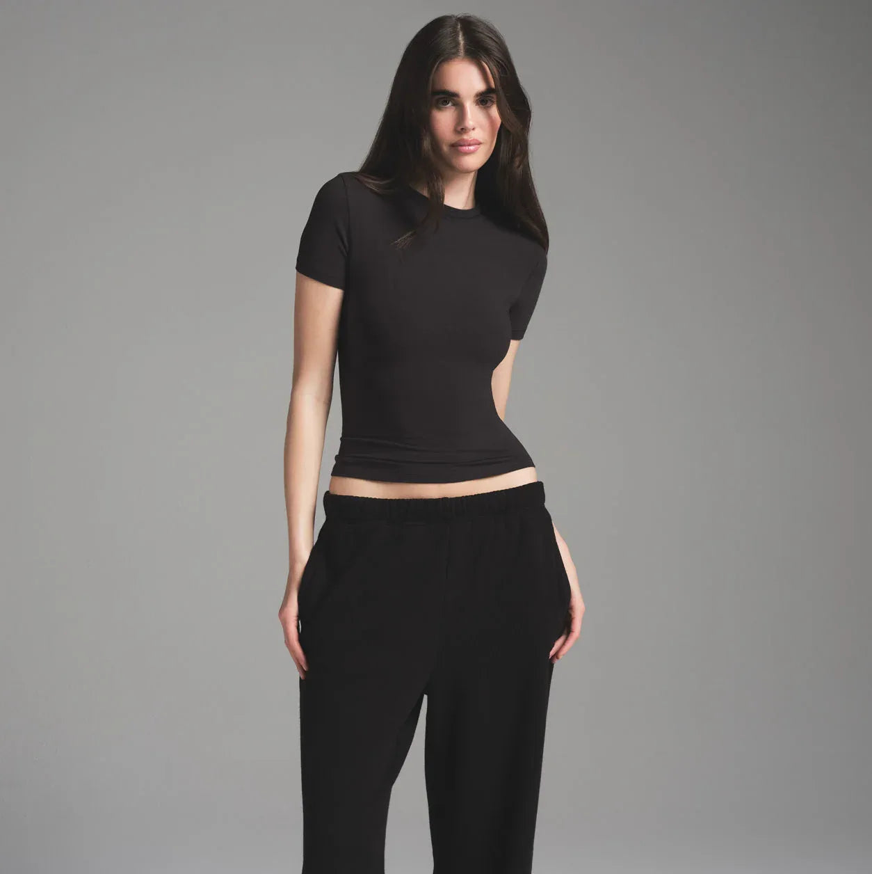 SKIMS COTTON FLEECE CLASSIC STRAIGHT LEG PANT | ONYX - PAMUK FLEECE KLASİK DİREK PANTOLON - My Suti
