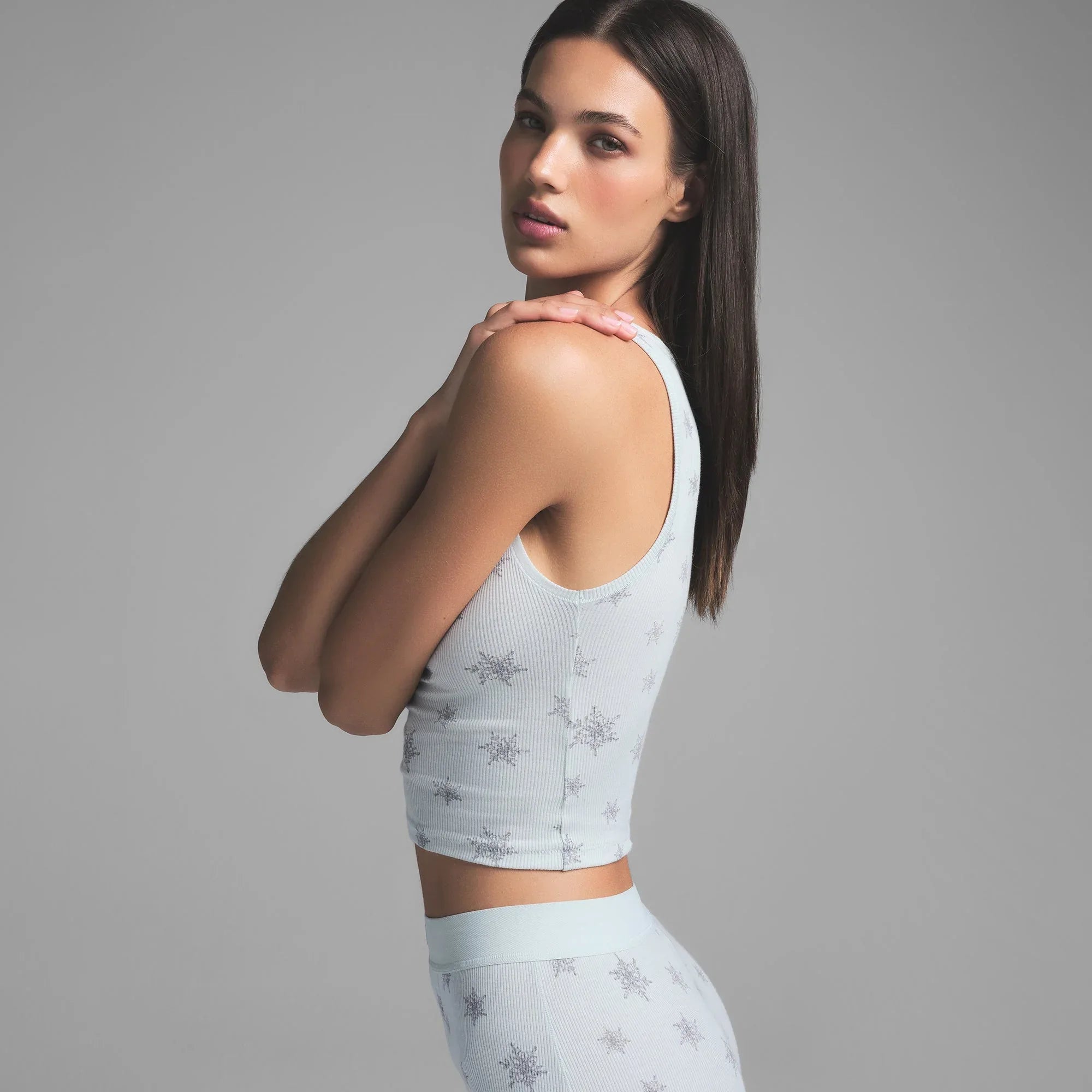 SKIMS COTTON RIB TANK AND LEGGING SET | FROST SNOWFLAKE PRINT - TAYT - My Suti