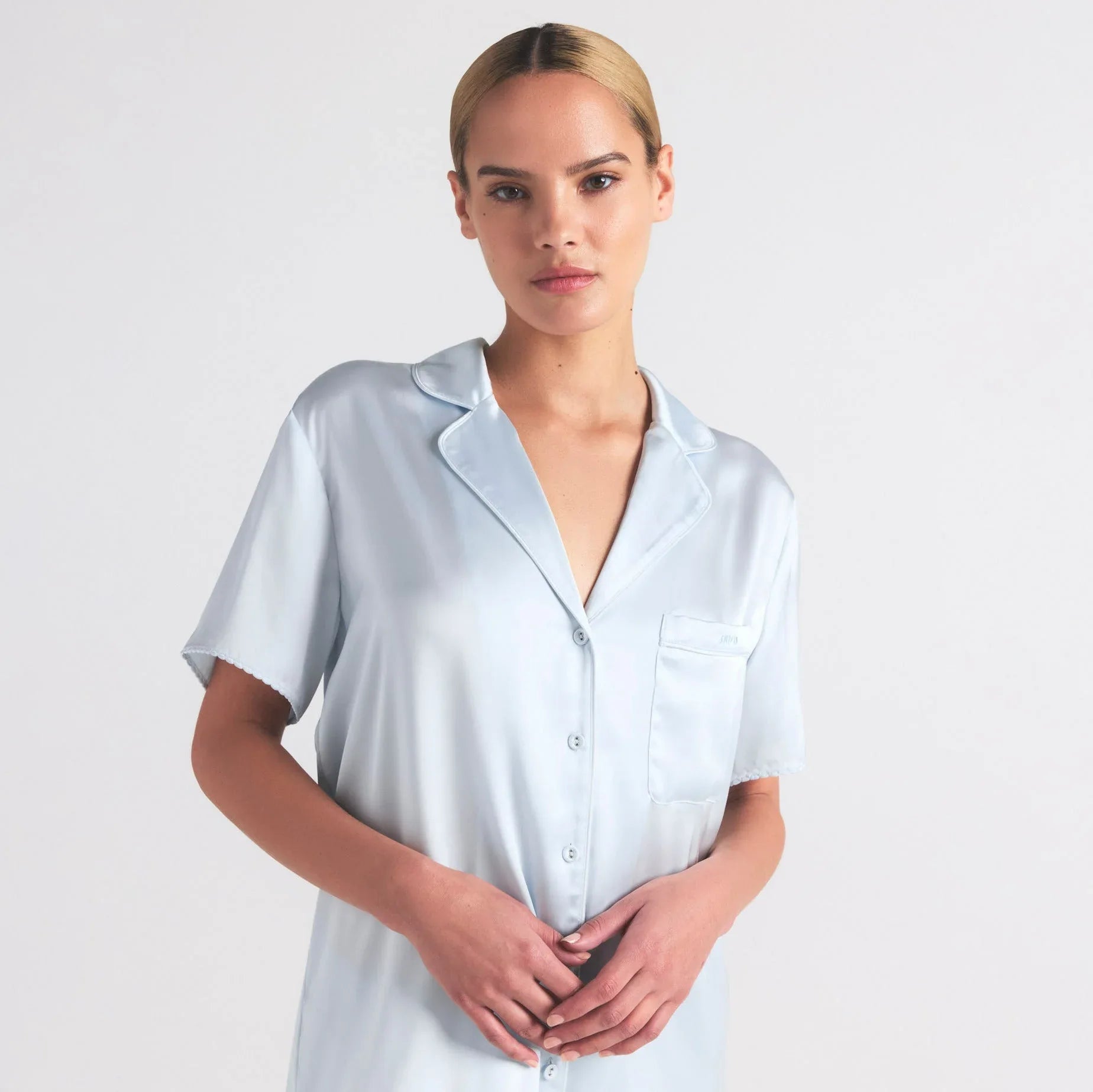 SKIMS WOVEN SHINE SHORT SLEEP SET | CLOUD - PİJAMA TAKIMI - My Suti