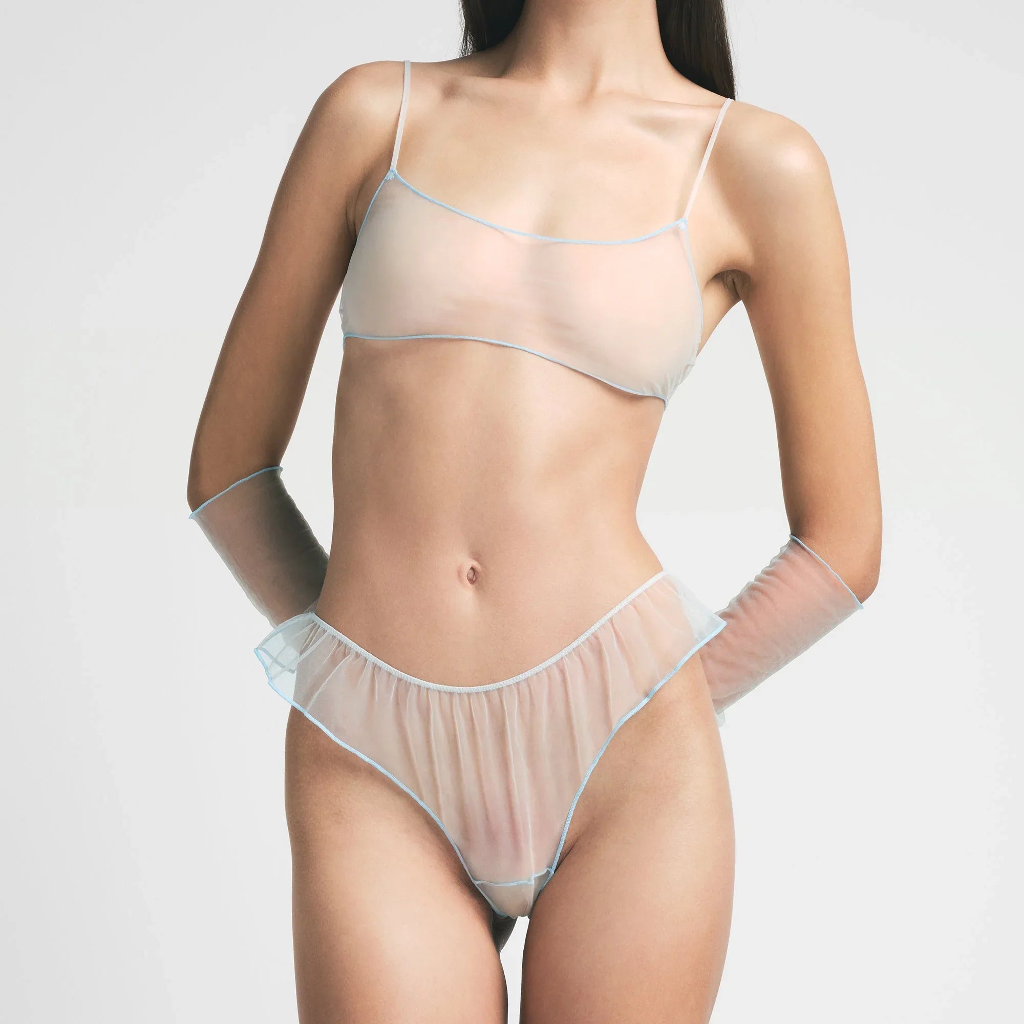 SKIMS TULLE THONG | PLATINUM CONTRAST - TANGA - My Suti