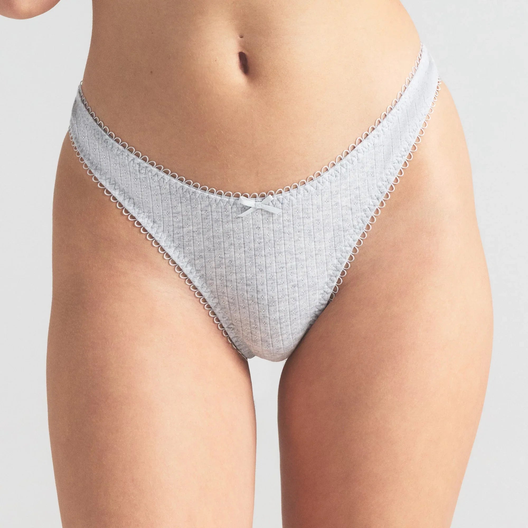SKIMS POINTELLE DIPPED THONG | LIGHT HEATHER GREY - TANGA - My Suti