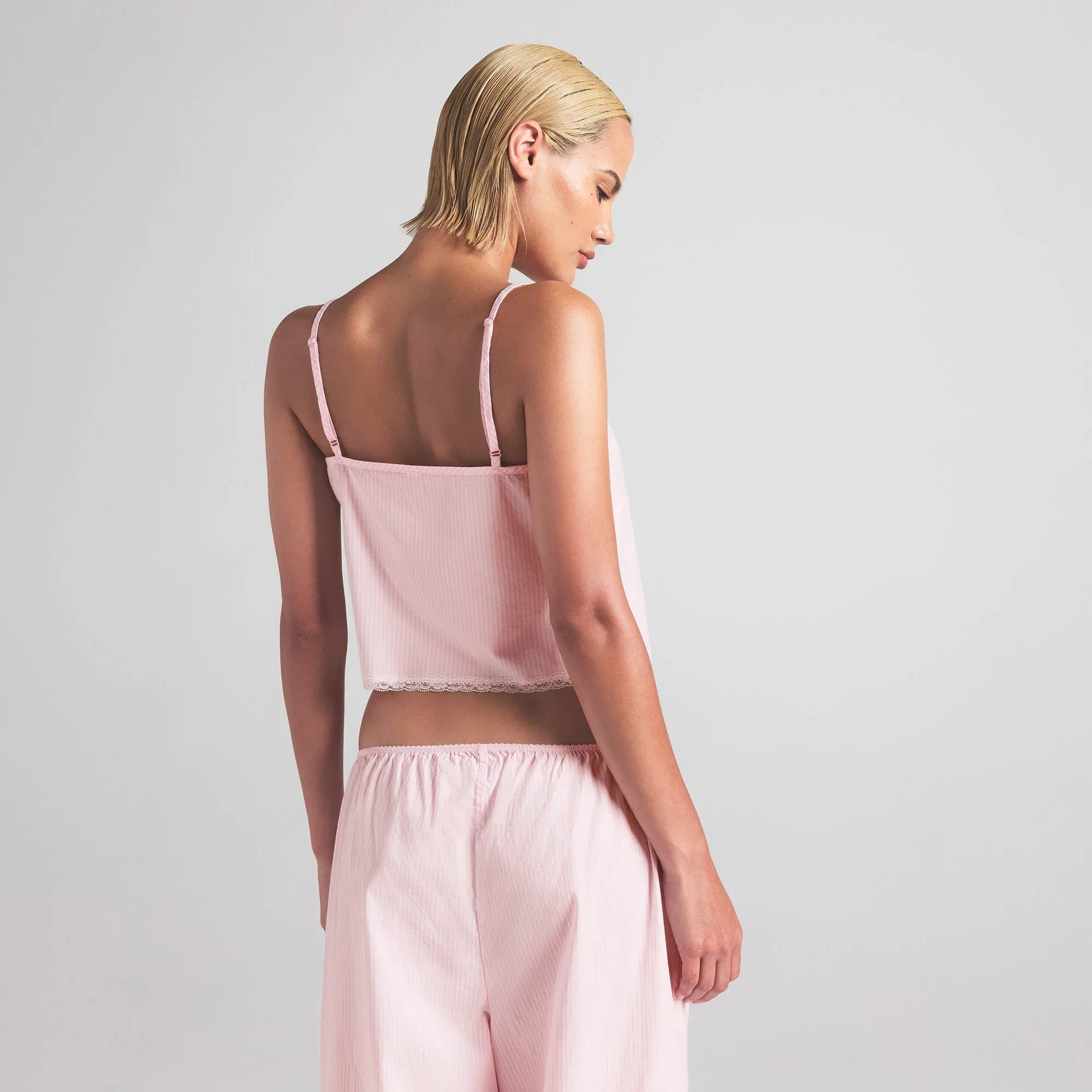 SKIMS COTTON POPLIN SLEEP CAMI | CHERRY BLOSSOM STRIPE - GECELİK - My Suti