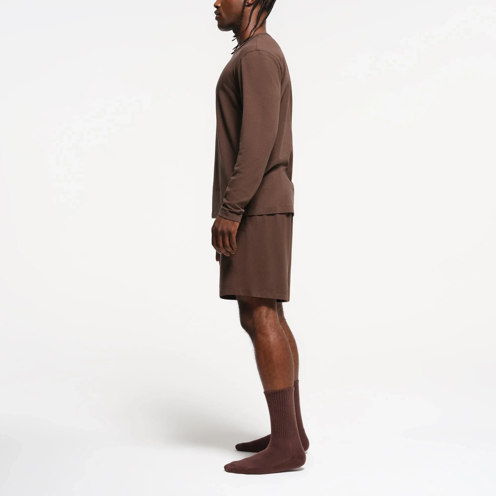 SKIMS JERSEY LOUNGE MENS RELAXED LONG SLEEVE T-SHIRT | MUD - TİŞÖRT - My Suti