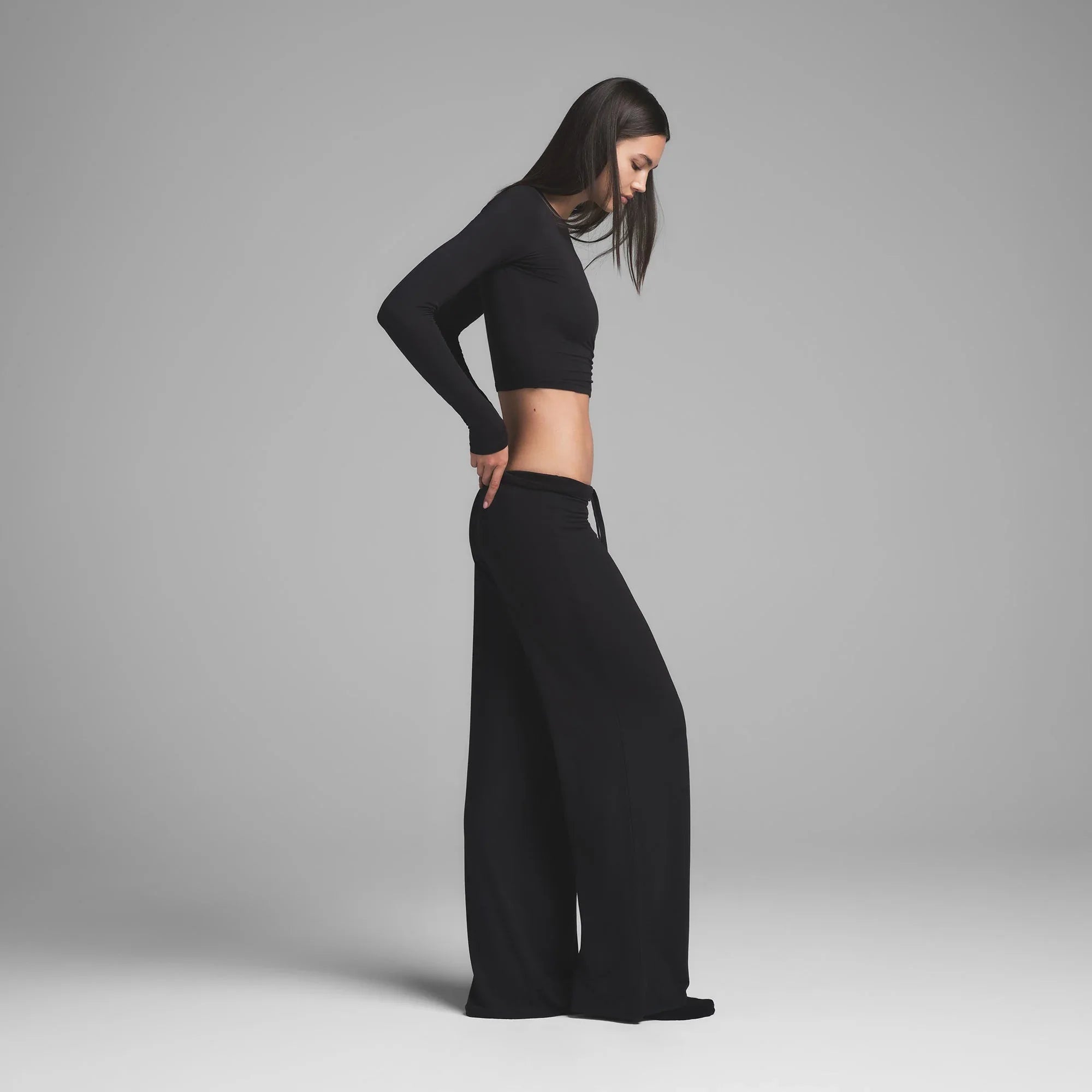 SKIMS SLEEP SUPER CROPPED LONG SLEEVE | ONYX - TİŞÖRT - My Suti