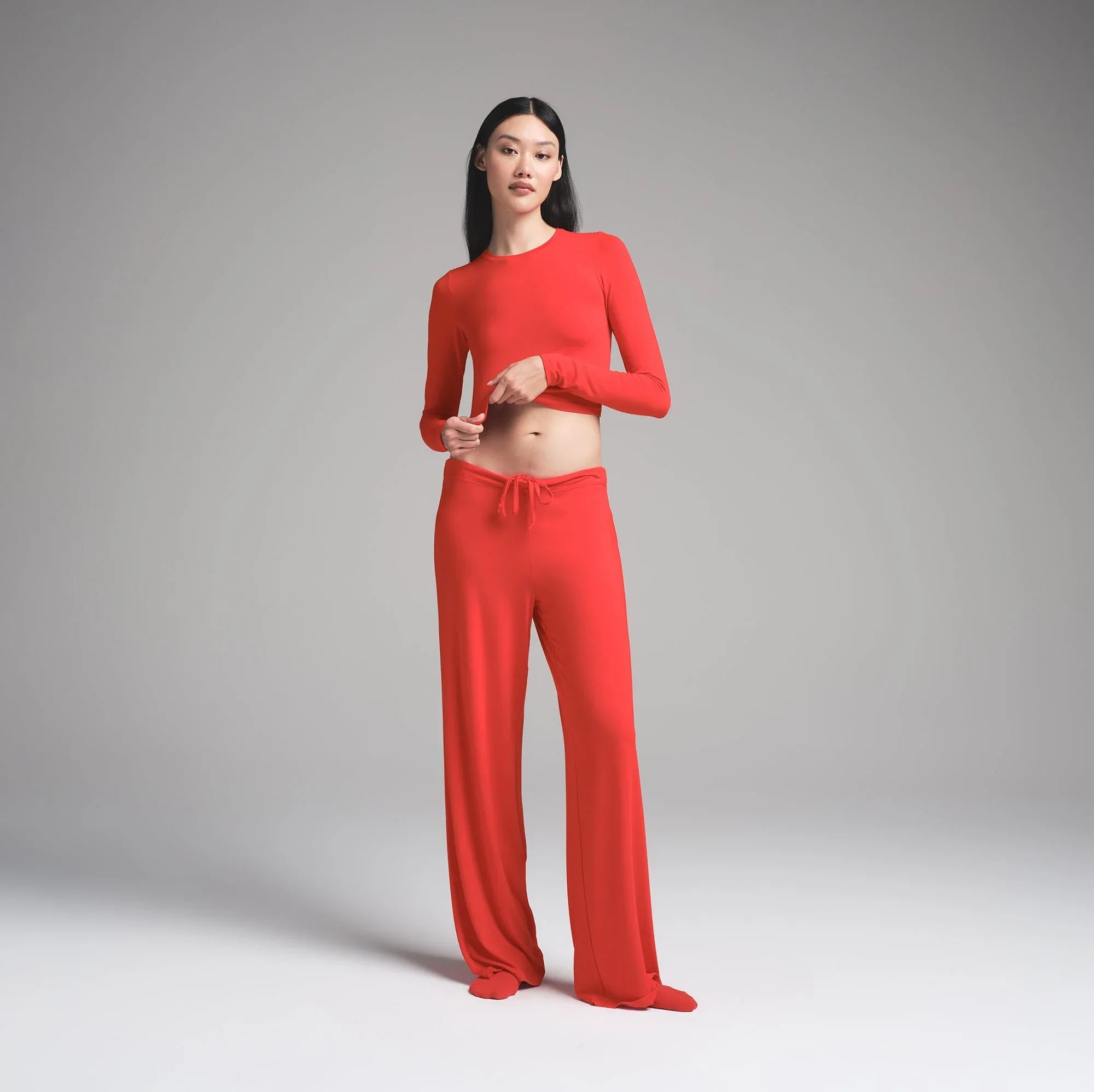 SKIMS SLEEP SUPER CROPPED LONG SLEEVE | RUBY - TİŞÖRT - My Suti