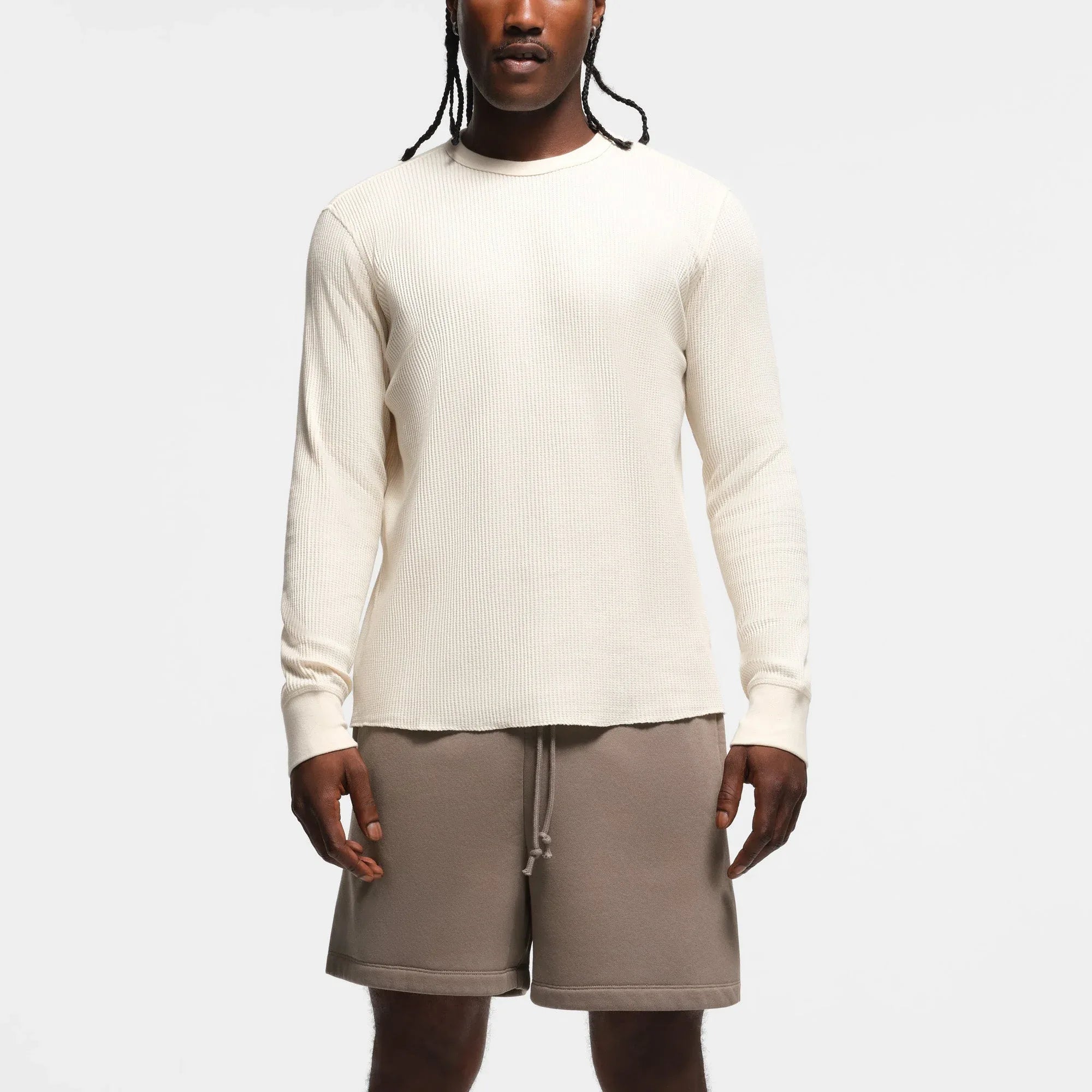 SKIMS WAFFLE MENS LONG SLEEVE T-SHIRT | ECRU - TİŞÖRT - My Suti