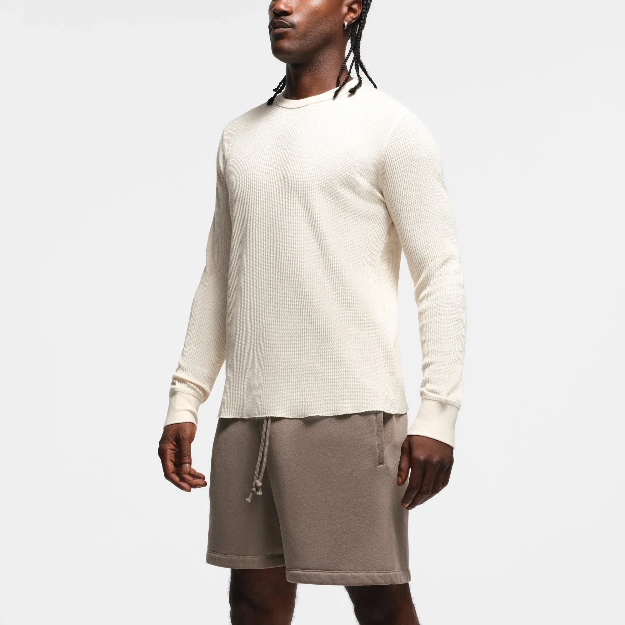 SKIMS WAFFLE MENS LONG SLEEVE T-SHIRT | ECRU - TİŞÖRT - My Suti