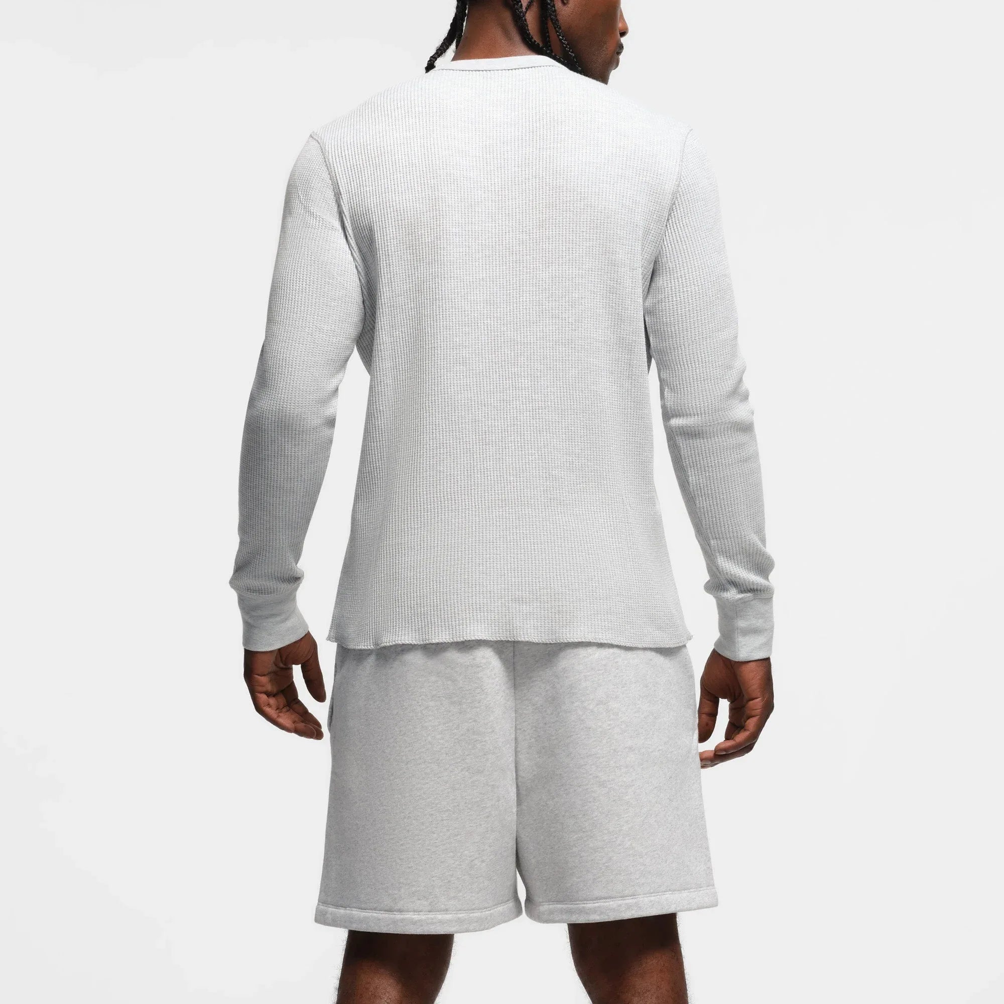 SKIMS WAFFLE MENS LONG SLEEVE T-SHIRT | LIGHT HEATHER GREY - TİŞÖRT - My Suti