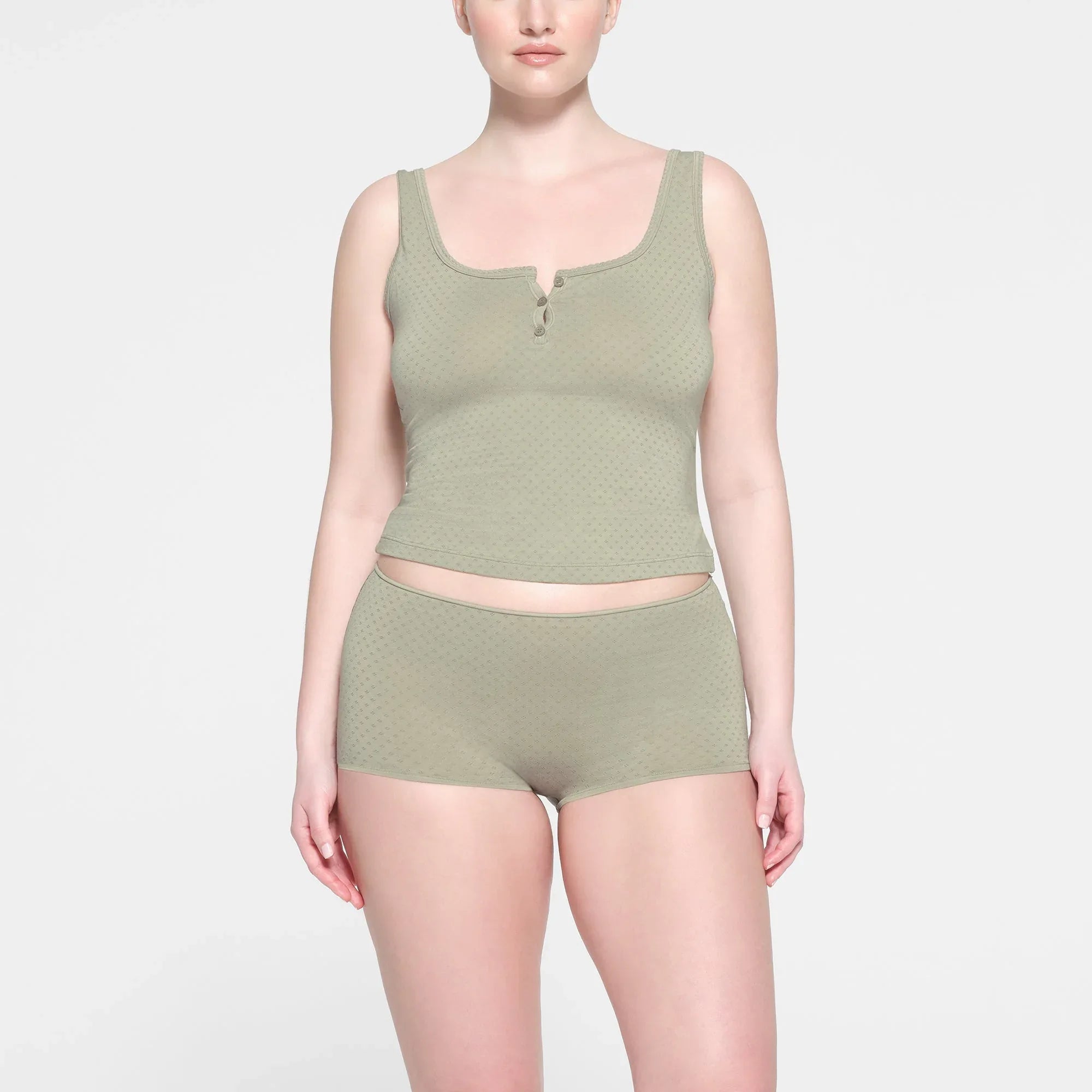 SKIMS MICRO POINTELLE HENLEY TANK | TALC - TİŞÖRT - My Suti