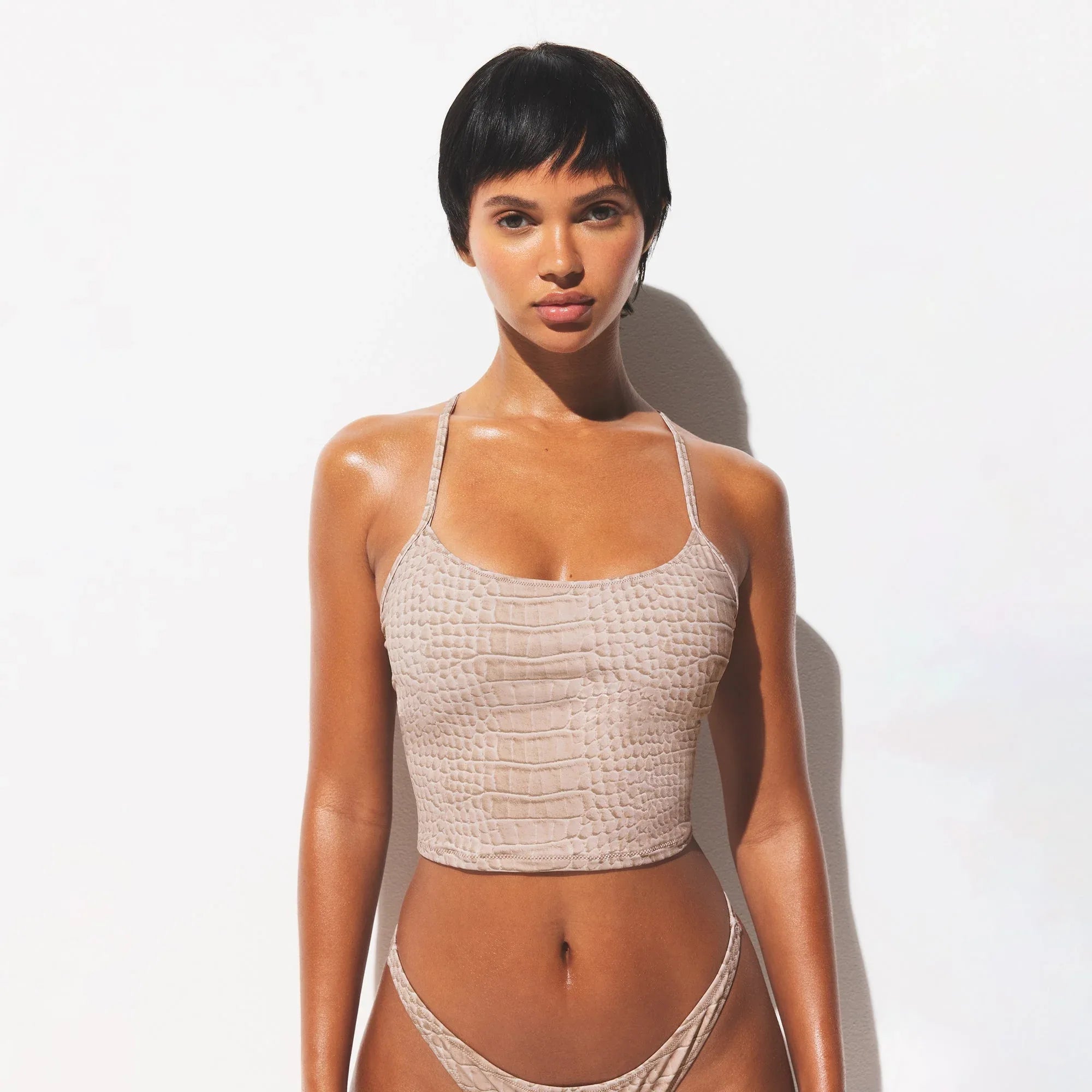 SKIMS SIGNATURE SWIM CAMI TOP | DUNE CROCODILE PRINT - ÜST - My Suti