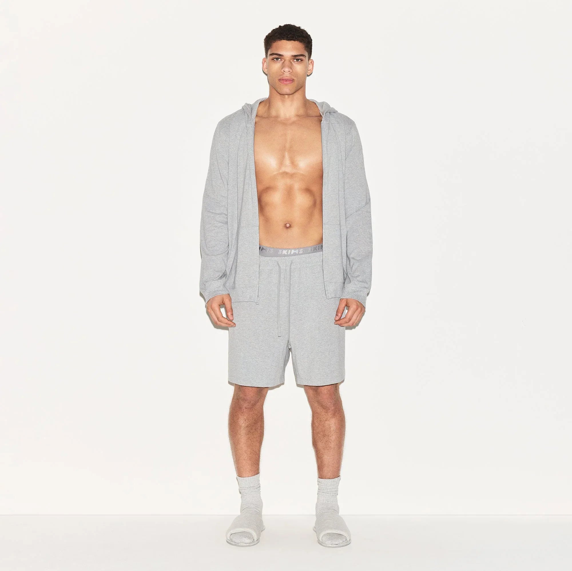 SKIMS JERSEY LOUNGE MENS ZIP UP HOODIE | HEATHER GREY - KAPŞONLU SWEATSHIRT - My Suti