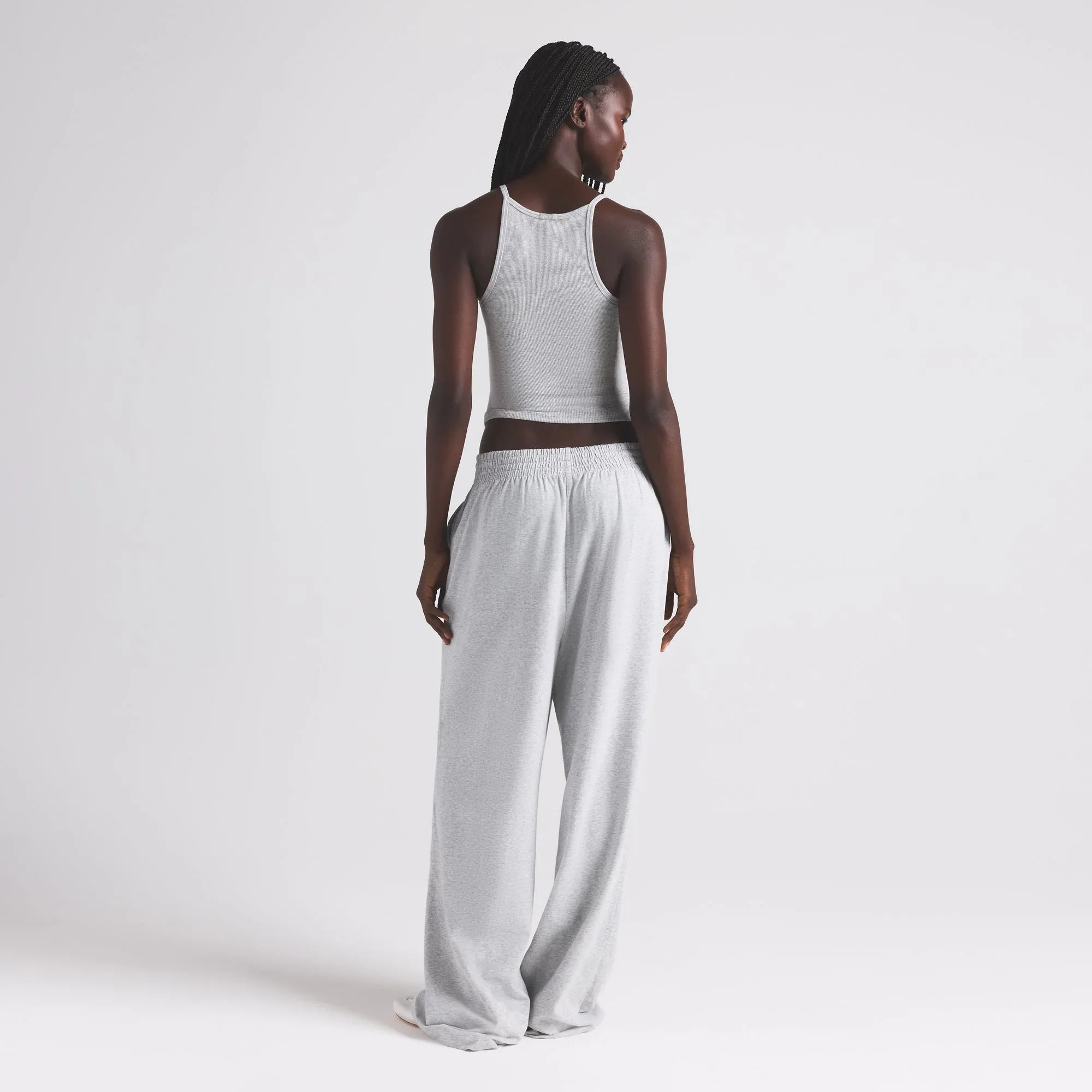 SKIMS COTTON JERSEY WIDE LEG PANT | LIGHT HEATHER GREY - PANTOLON - My Suti