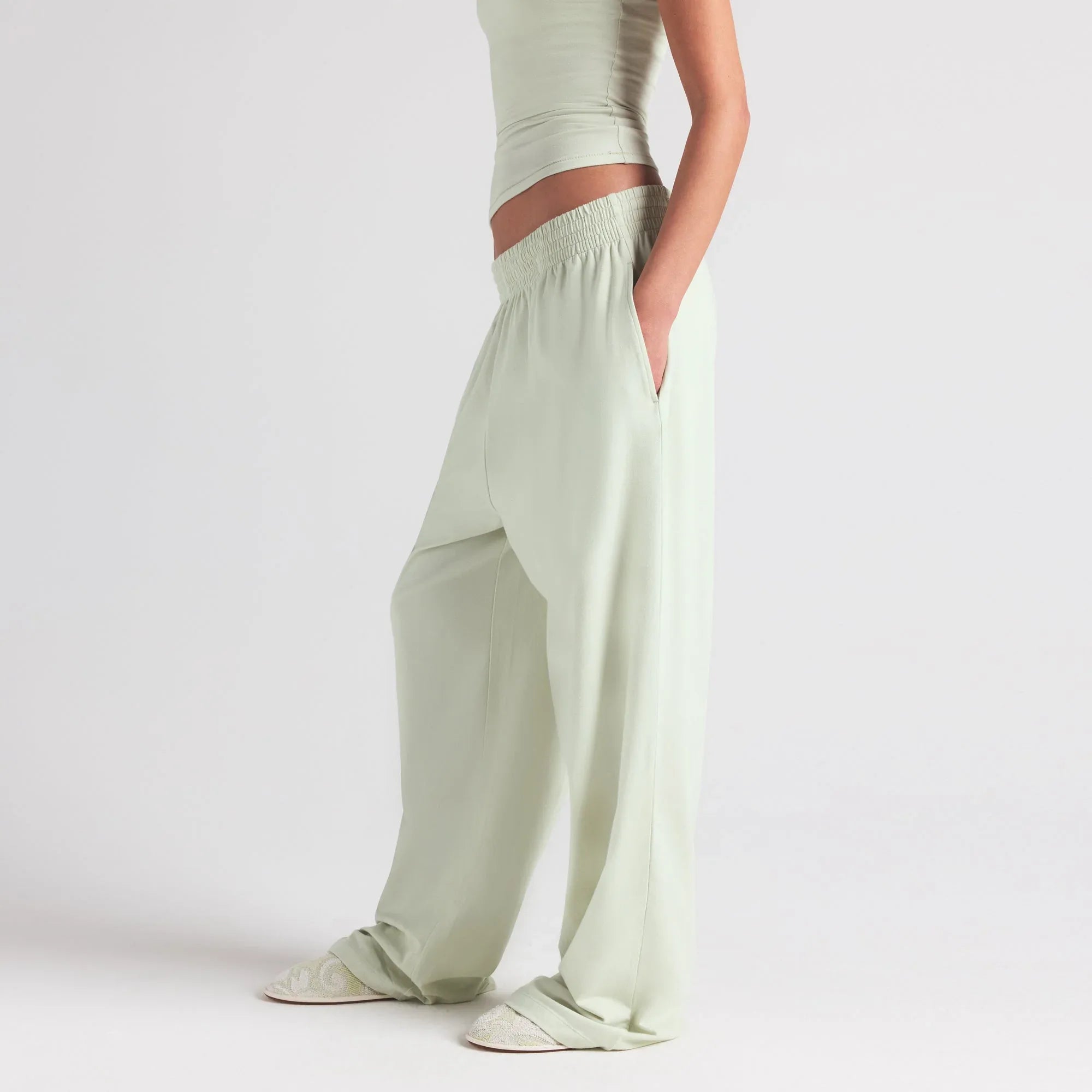 SKIMS COTTON JERSEY WIDE LEG PANT | SPEARMINT - PANTOLON - My Suti