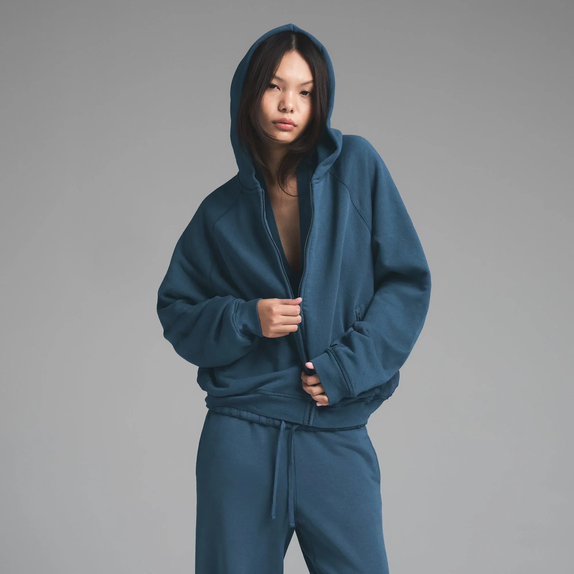 SKIMS FRENCH TERRY RELAXED ZIP UP HOODIE | INDIGO - KAPŞONLU ÜST - My Suti