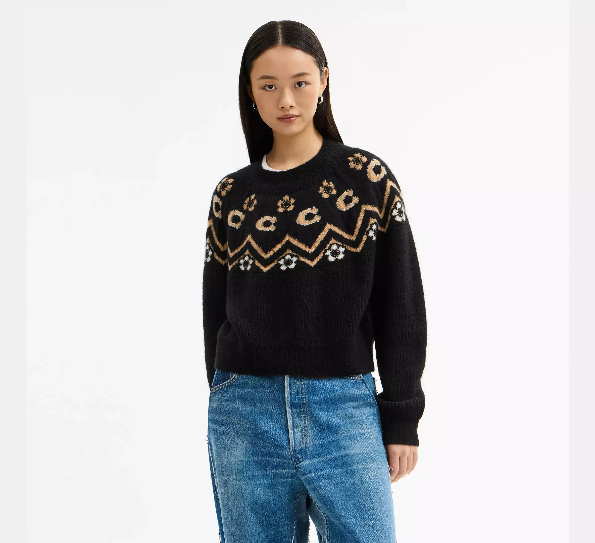 Coach Fairisle Crewneck Sweater - Black - My Suti