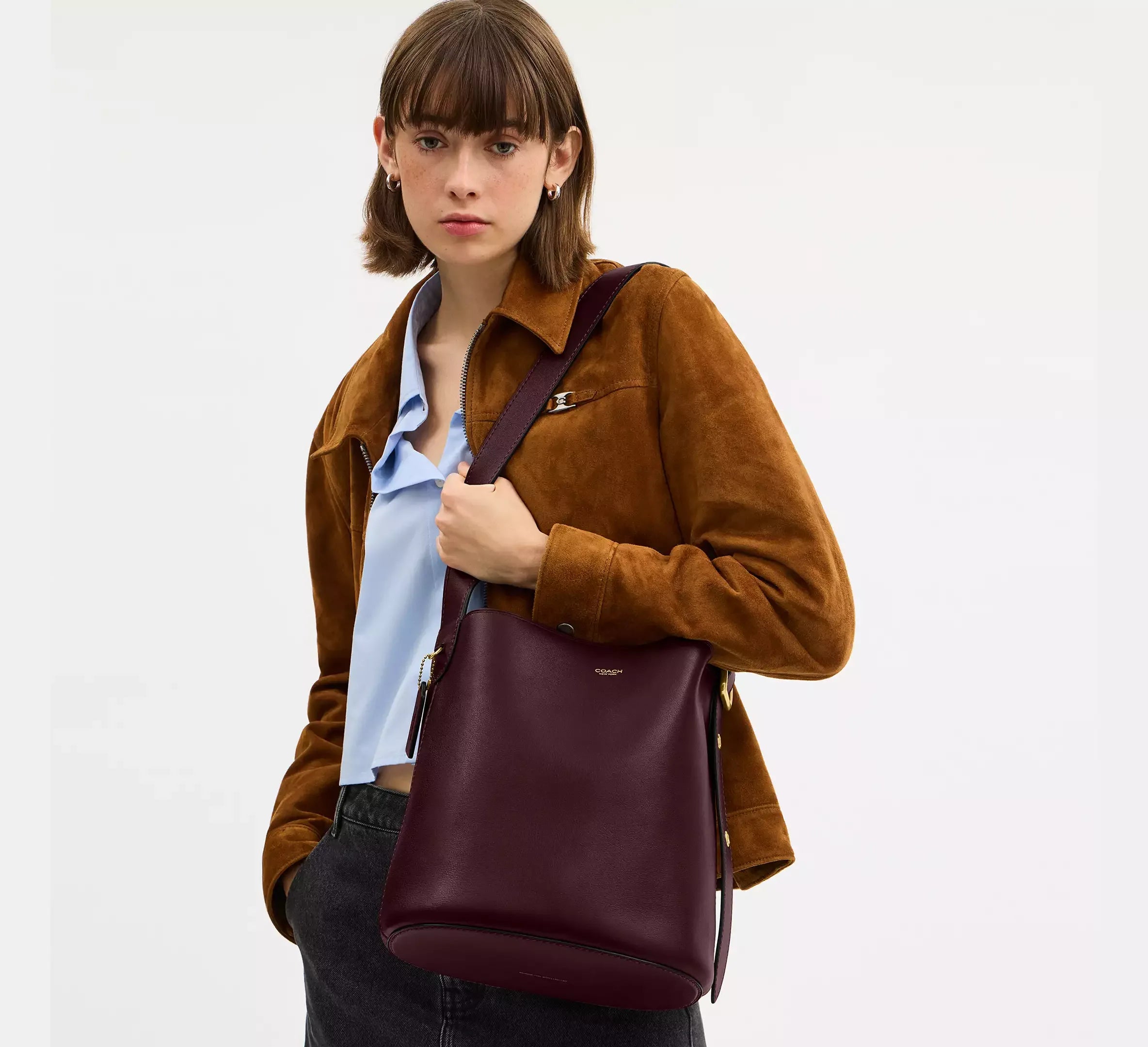 Coach Bleecker Bucket Bag - Brass/Merlot - My Suti