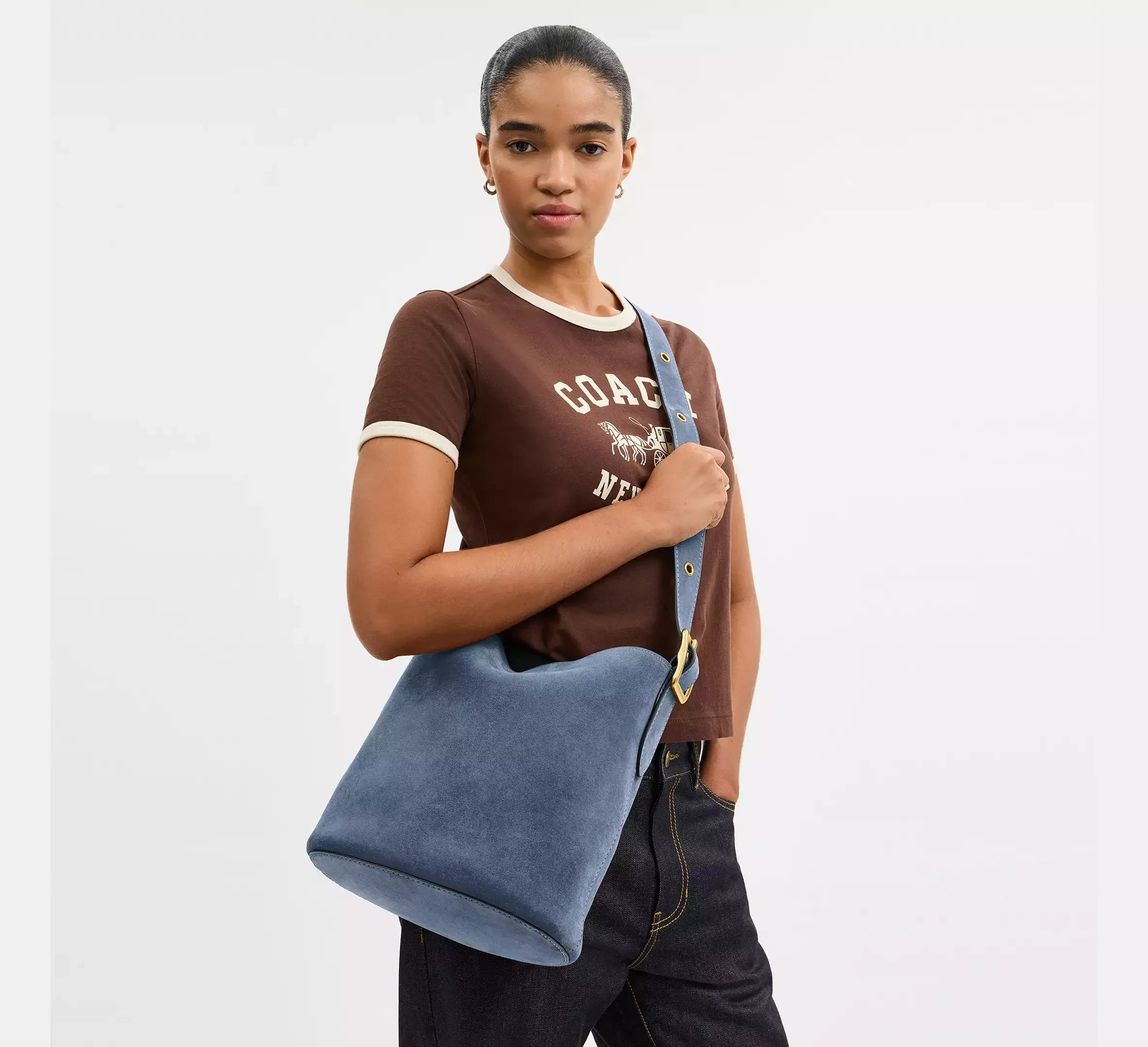 Coach Bleecker Bucket Bag - Brass/Light Denim - My Suti