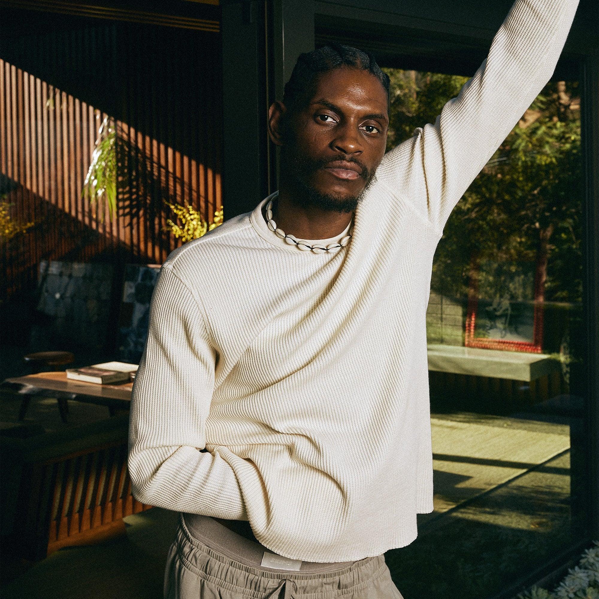 SKIMS WAFFLE MENS LONG SLEEVE T-SHIRT | ECRU - TİŞÖRT - My Suti