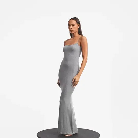SKIMS SOFT LOUNGE PETITE LONG SLIP DRESS | ONYX - ELBİSE - My Suti