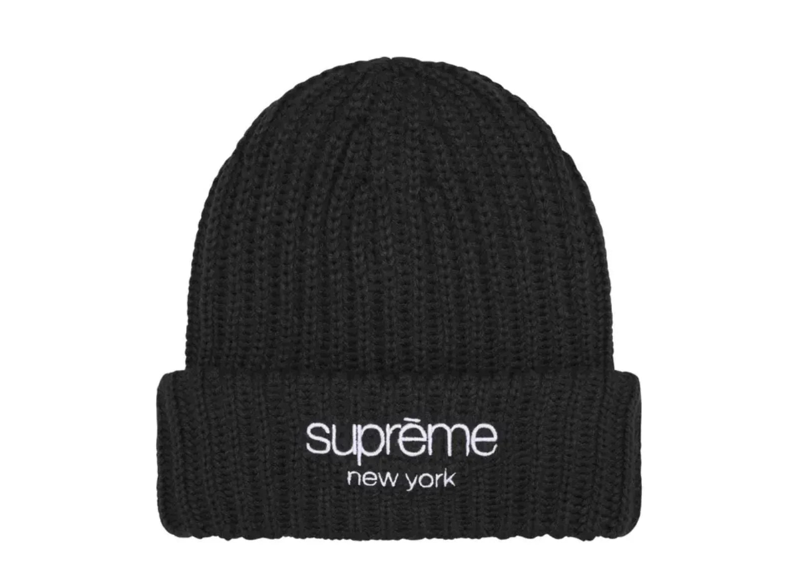 Supreme Chunky Rib Classic Logo Beanie Black - My Suti