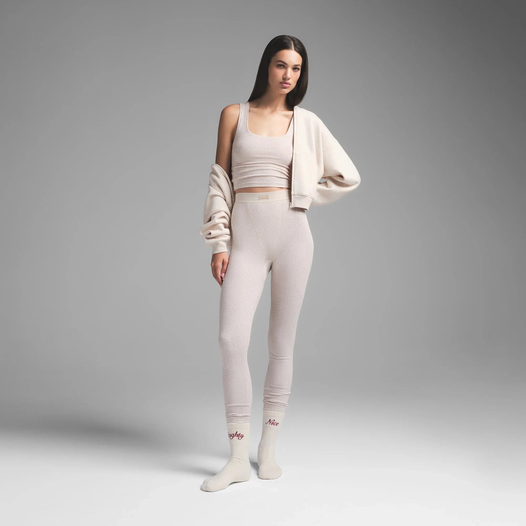 SKIMS COTTON RIB LEGGING | HEATHER OATMEAL - TAYT - My Suti