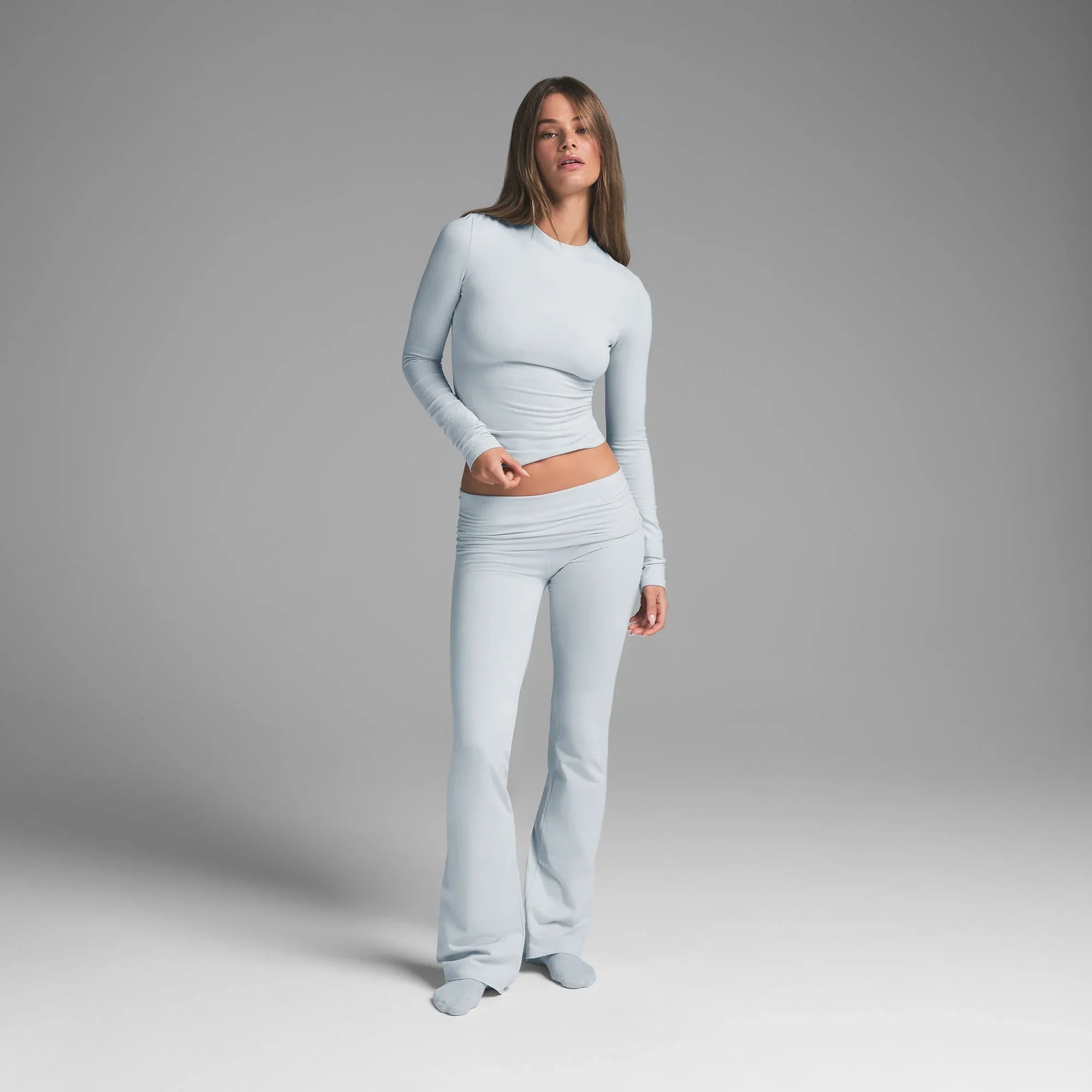 SKIMS COTTON JERSEY LONG SLEEVE T-SHIRT | ZEN BLUE - TİŞÖRT - My Suti