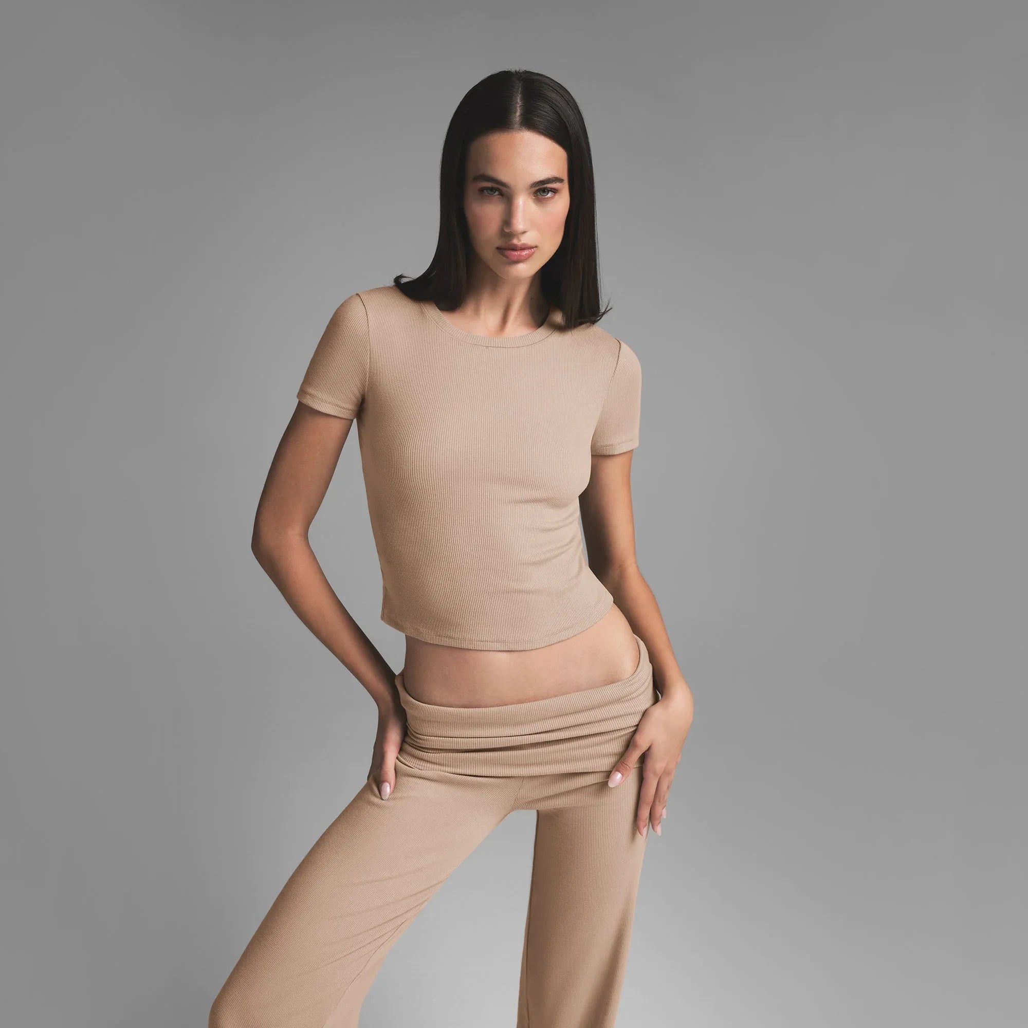 SKIMS COTTON RIB T-SHIRT | LATTE - TİŞÖRT - My Suti