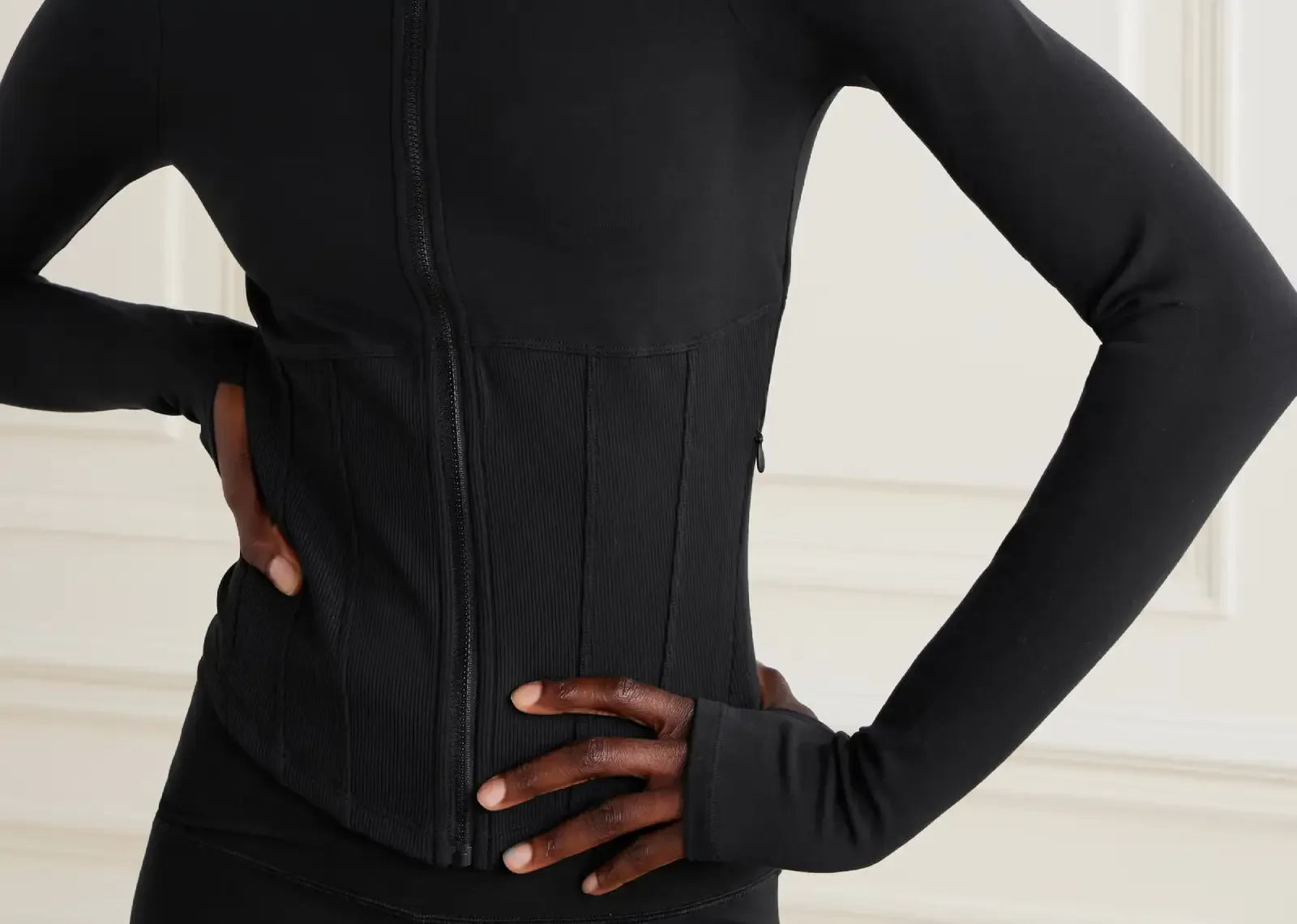 Alo Yoga Airbrush Ribbed Corset Jacket Black - My Suti