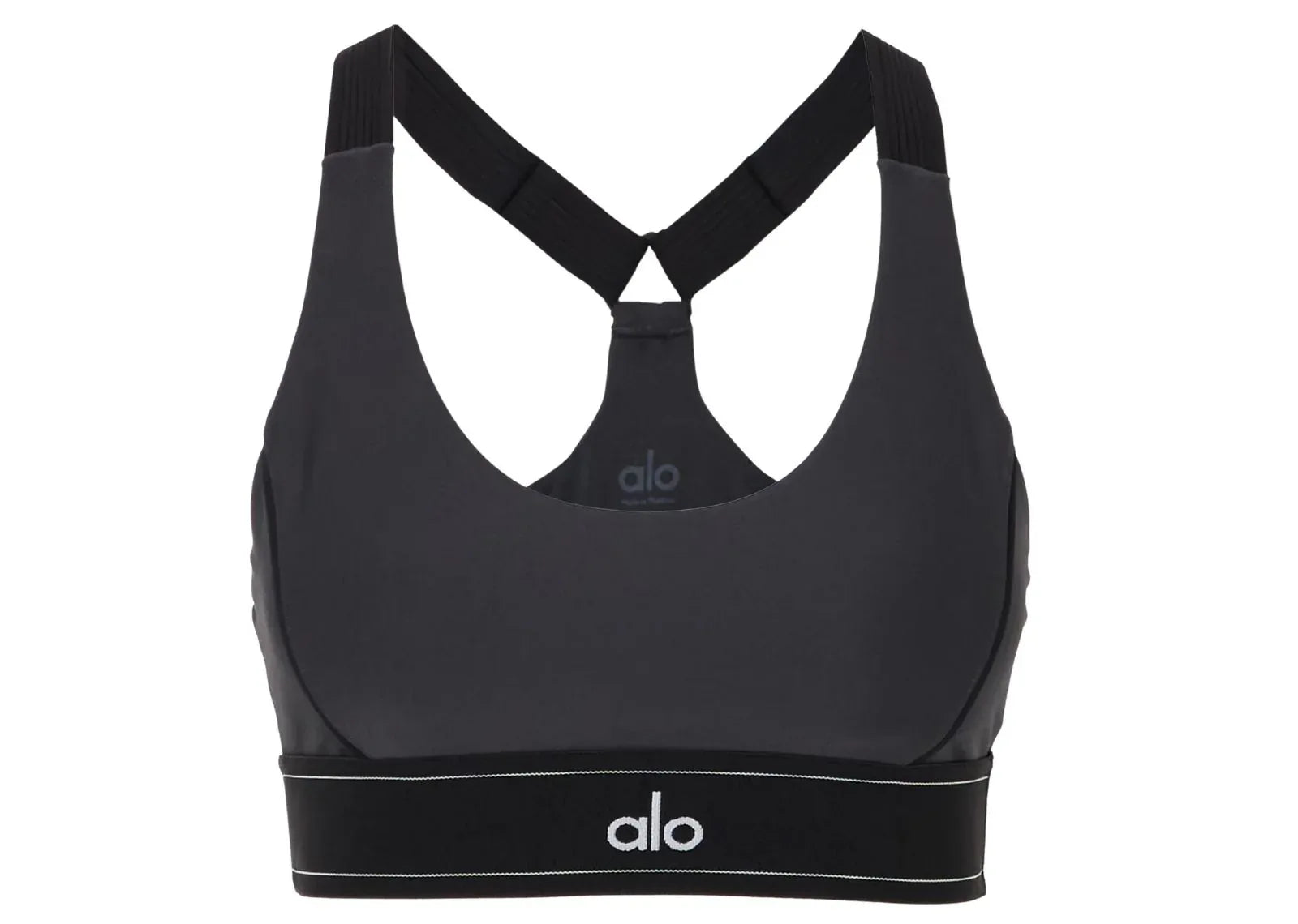 Alo Yoga Airlift Suit Up Sports Bra Anthracite Black - My Suti