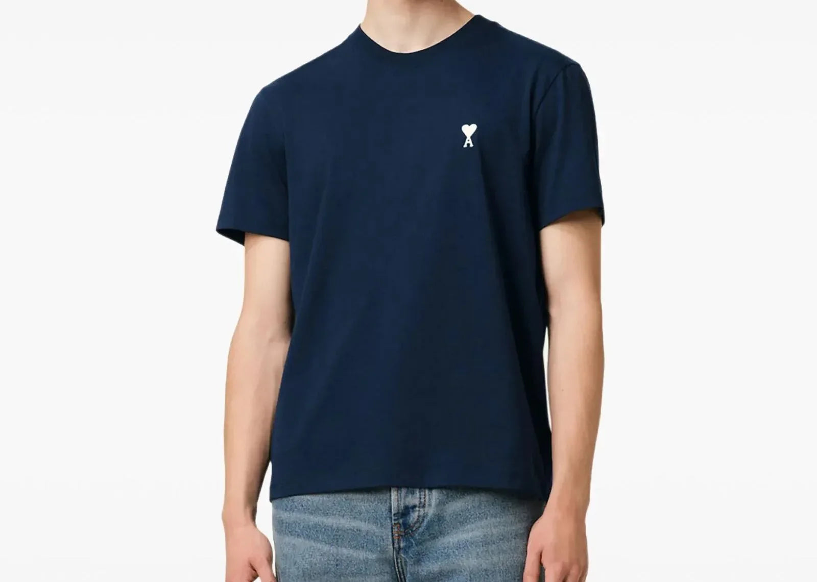 Ami Paris Ami De Coeur Cotton T-Shirt Midnight Blue - My Suti