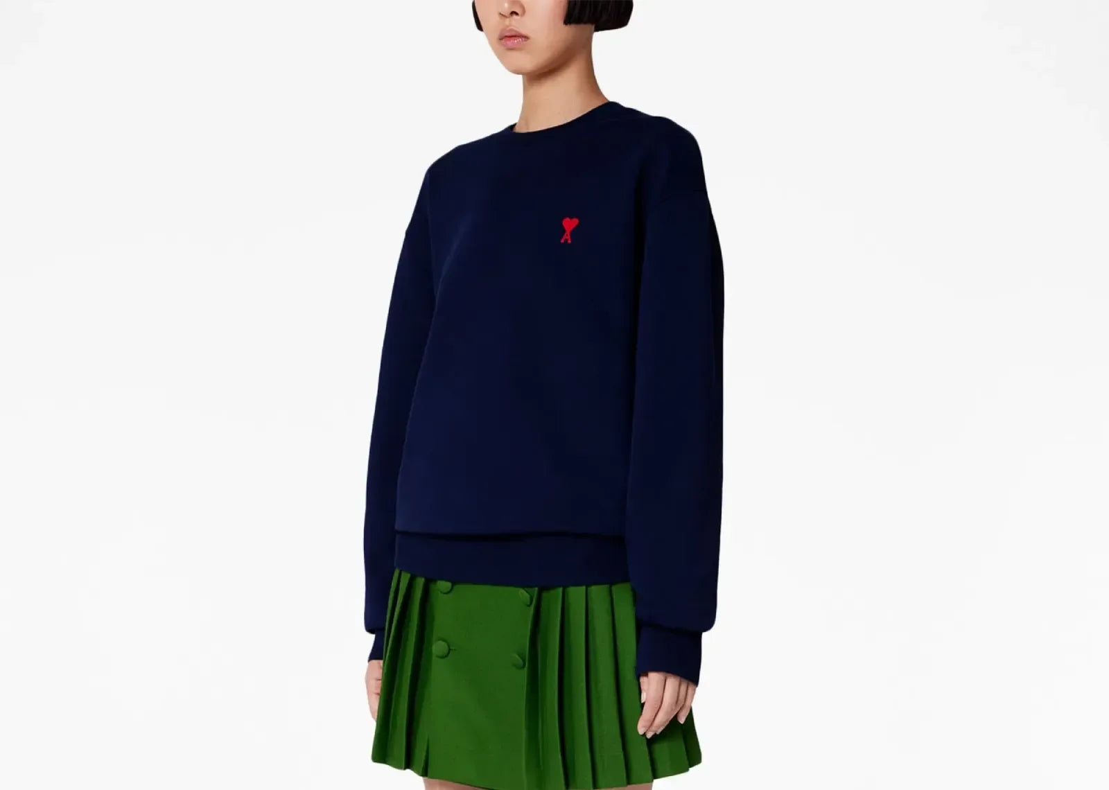 Ami Paris Ami De Coeur Cotton Sweatshirt Blue - My Suti