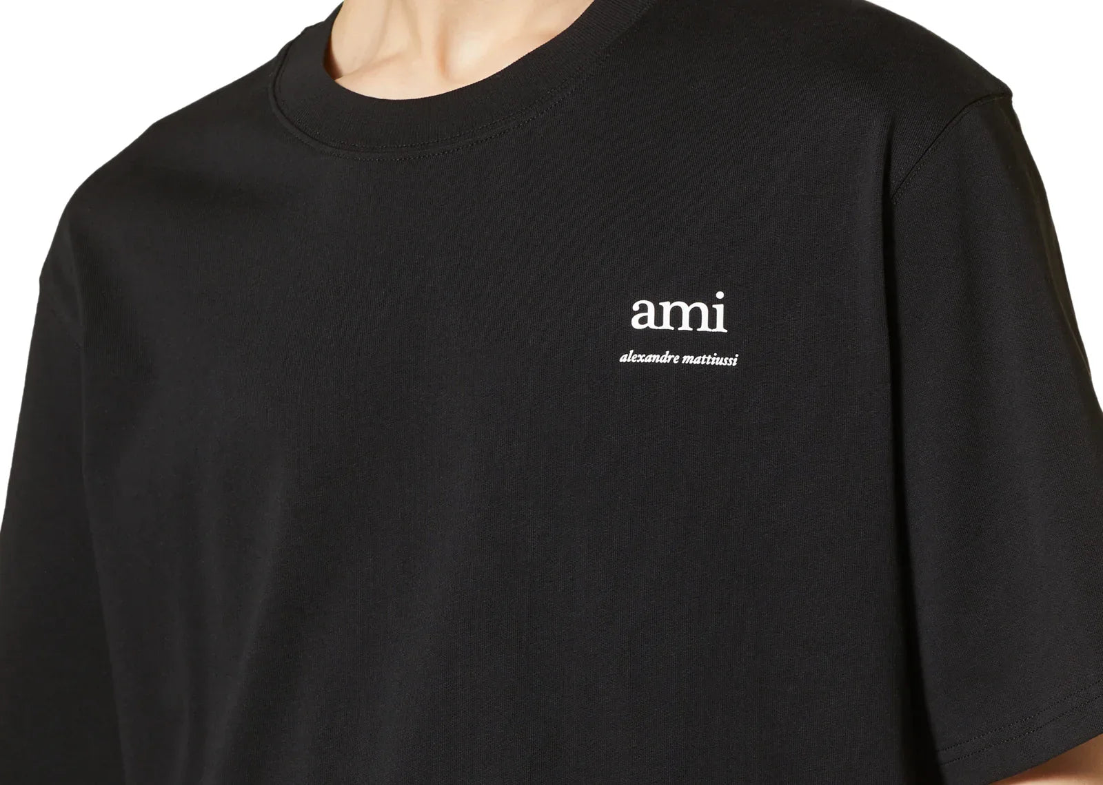 Ami Paris Logo Embroidered T-Shirt Black - My Suti
