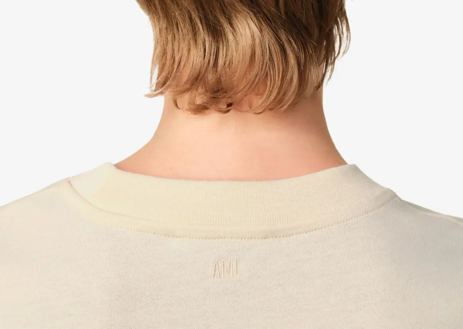 Ami Paris Logo Patch T-Shirt Light Beige - My Suti