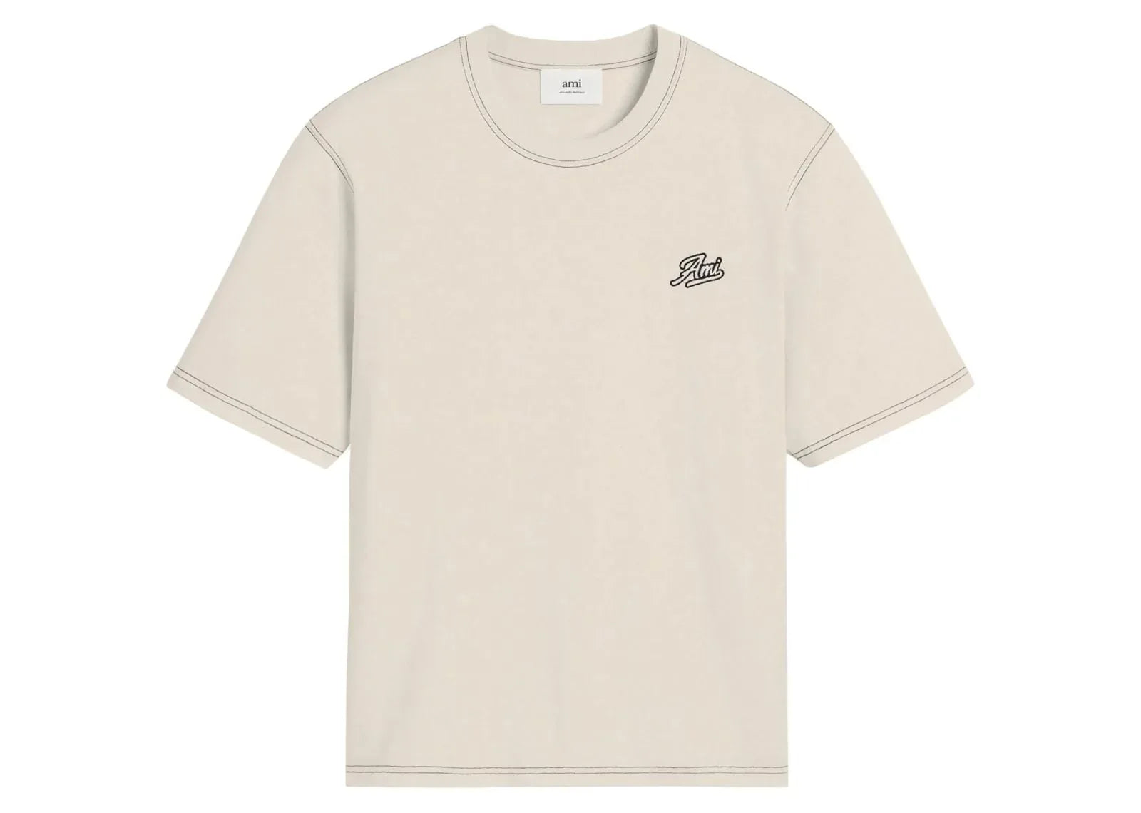 Ami Paris Printed T-Shirt Cream White - My Suti