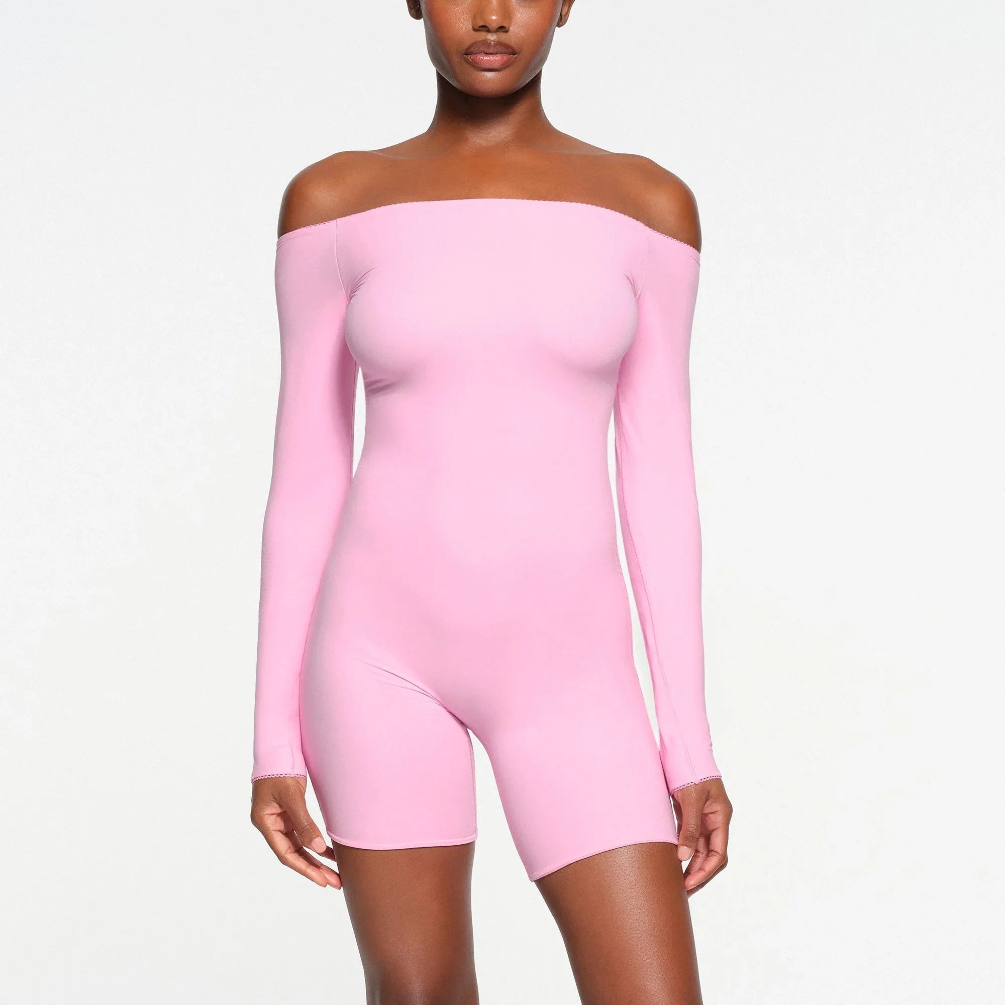 SKIMS FITS EVERYBODY PICOT OFF THE SHOULDER ONESIE | BUBBLE GUM - TULUM - My Suti