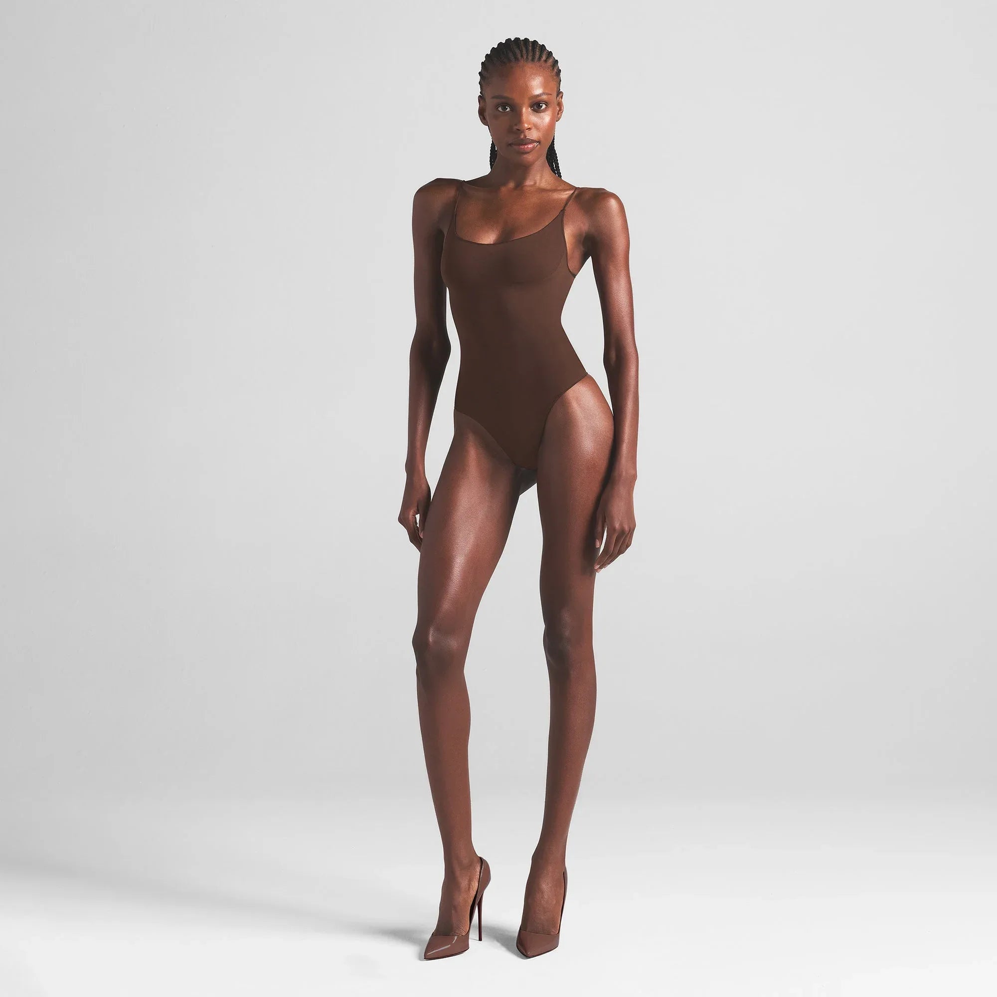 SKIMS SHEER SEAMLESS THONG BODYSUIT | COCOA - BODYSUIT - My Suti