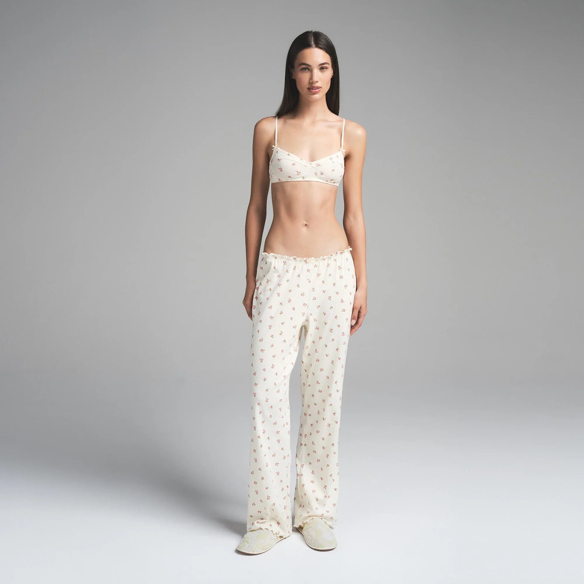 SKIMS LOGO POINTELLE BRALETTE | MARBLE PINK ROSEBUD PRINT - SÜTYEN - My Suti