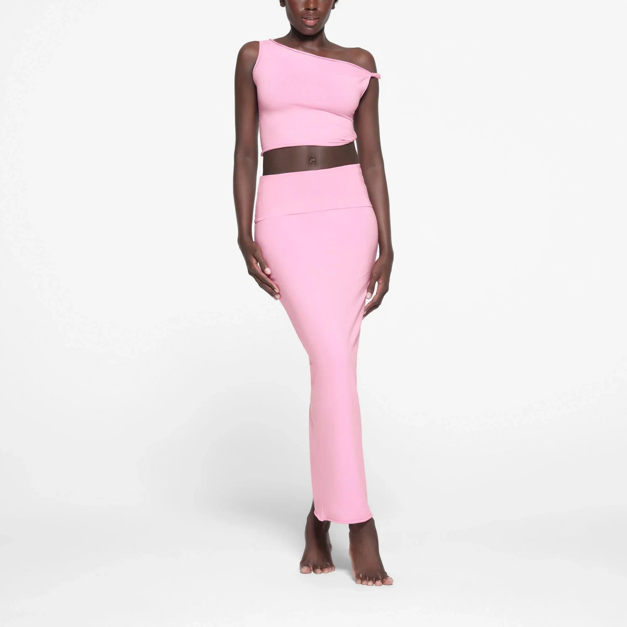 SKIMS COTTON JERSEY FOLDOVER SKIRT | COTTON CANDY - ETEK - My Suti