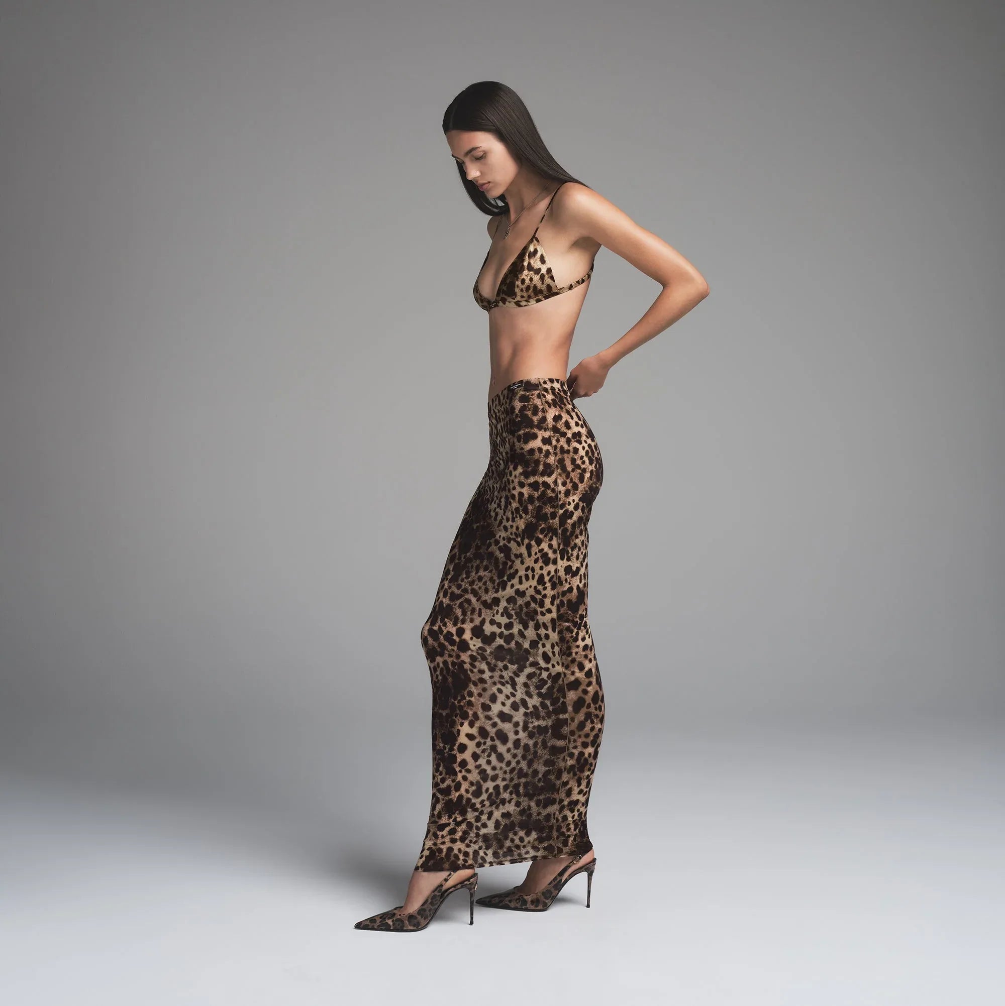 SKIMS DOLCE&GABBANA MILKY SHEER LONG SKIRT | LEOPARD - ETEK - My Suti