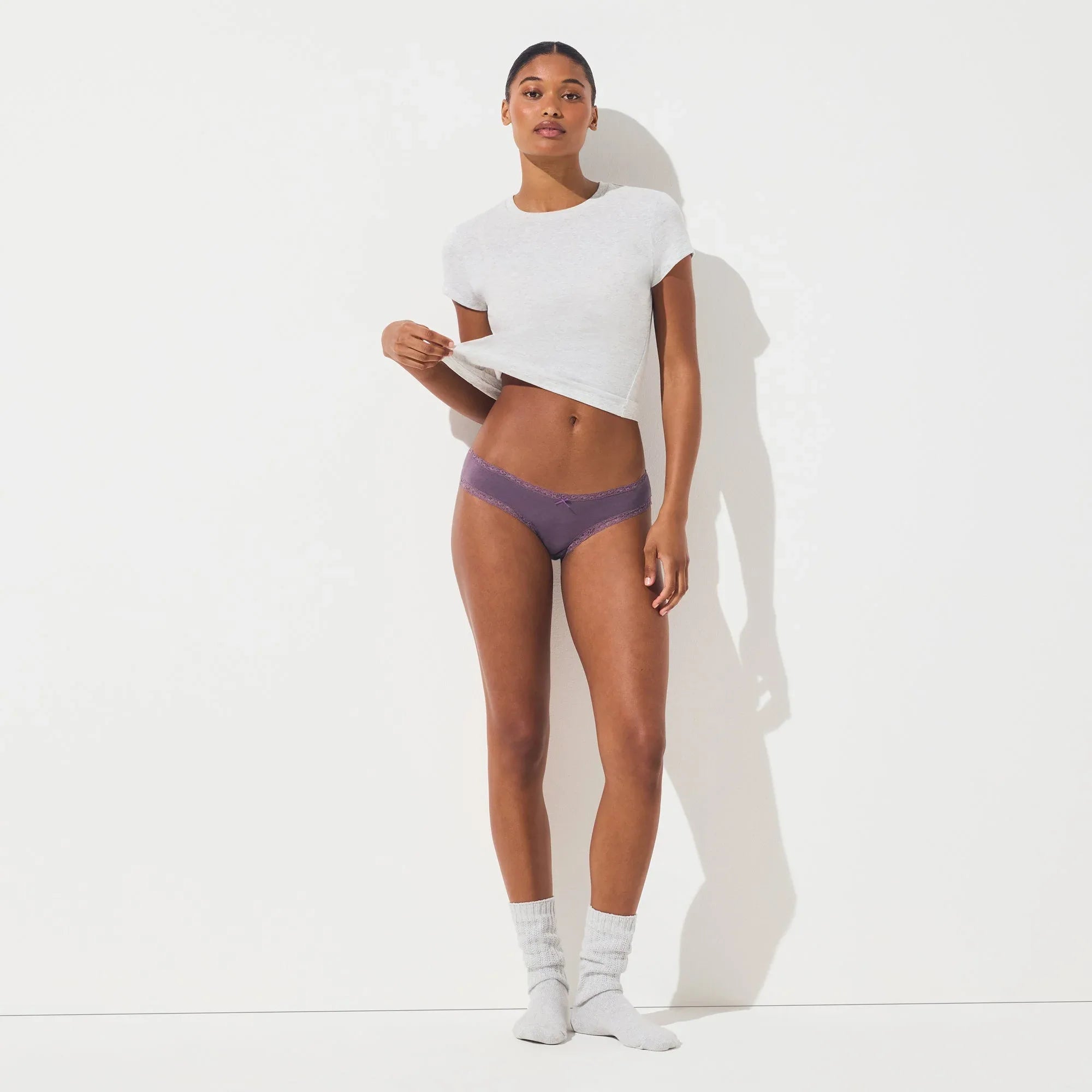 SKIMS LIGHTWEIGHT COTTON LACE BRIEF | FIG TONAL - KÜLOT - My Suti