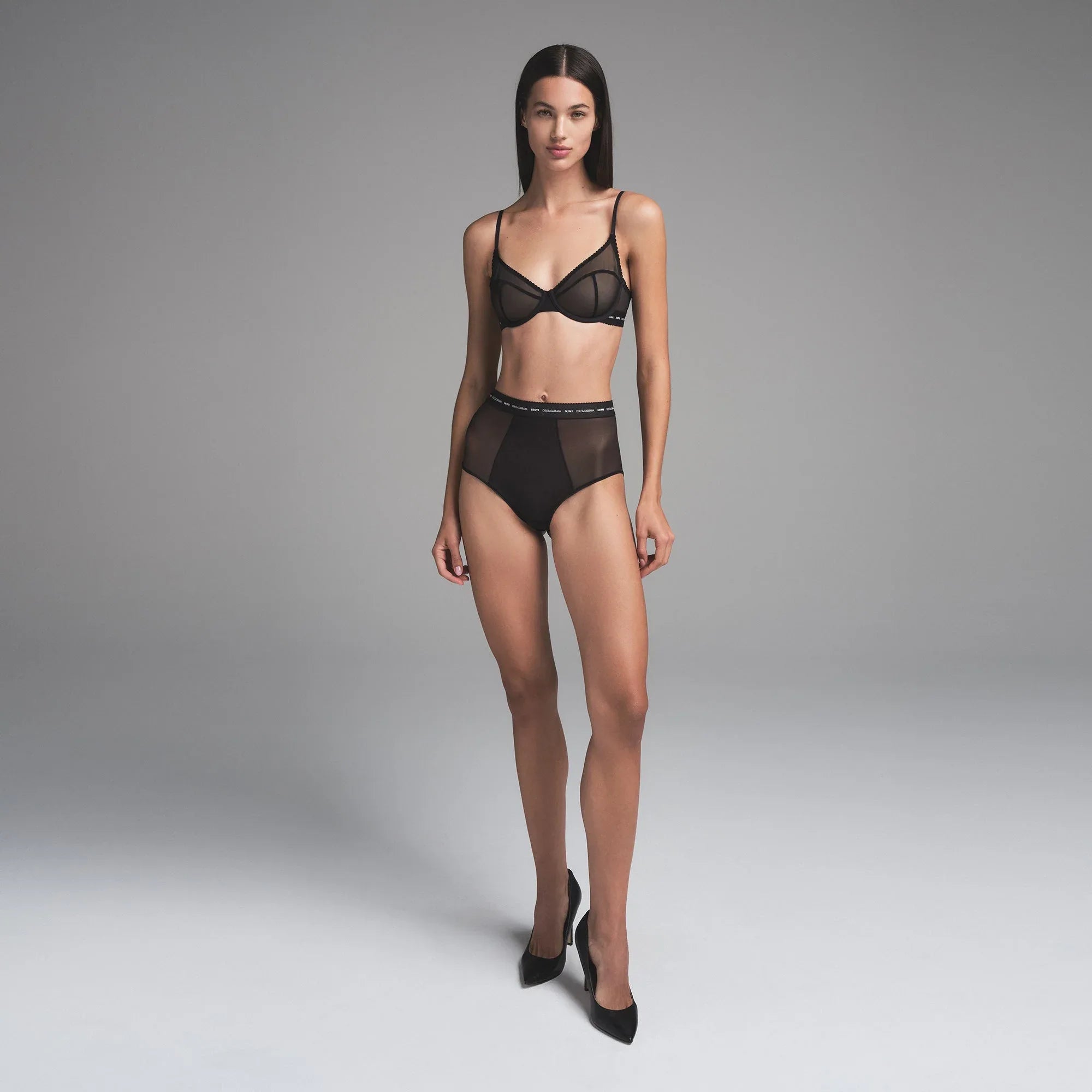 SKIMS DOLCE&GABBANA X ULTRA FINE MESH HIGH-WAISTED BRIEF | ONYX - KÜLOT - My Suti
