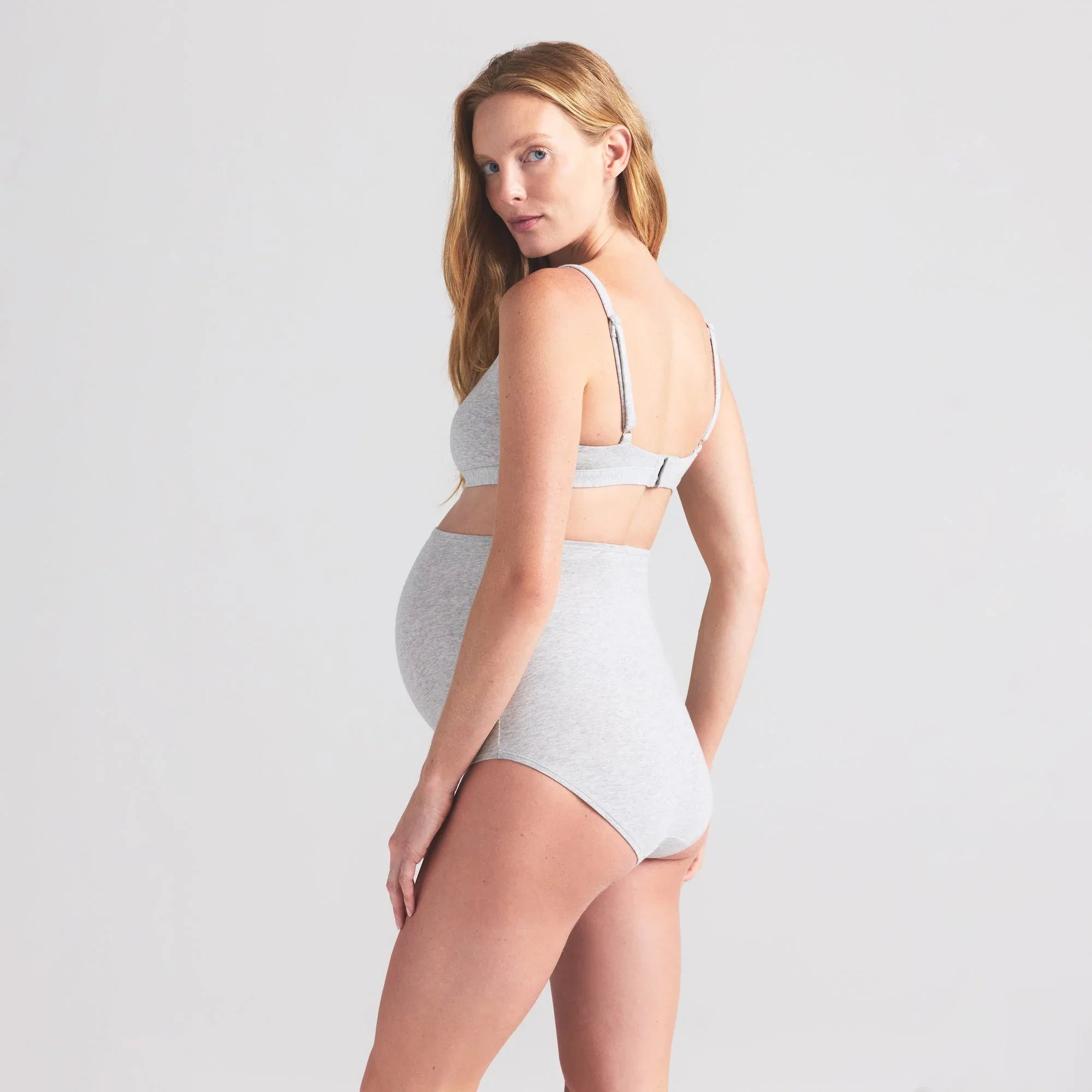 SKIMS COTTON JERSEY MATERNITY HIGH-WAISTED BRIEF | LIGHT HEATHER GREY - KÜLOT - My Suti