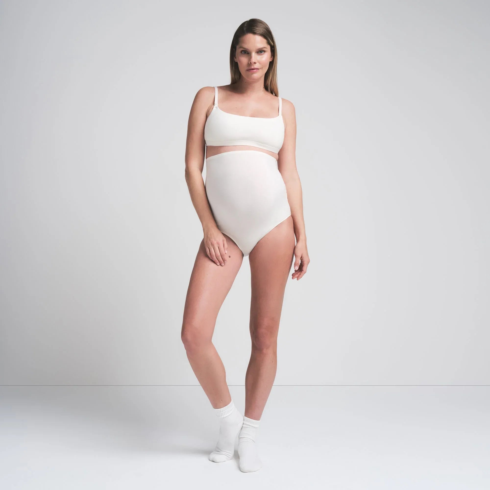 SKIMS COTTON JERSEY MATERNITY HIGH-WAISTED BRIEF | MARBLE - KÜLOT - My Suti