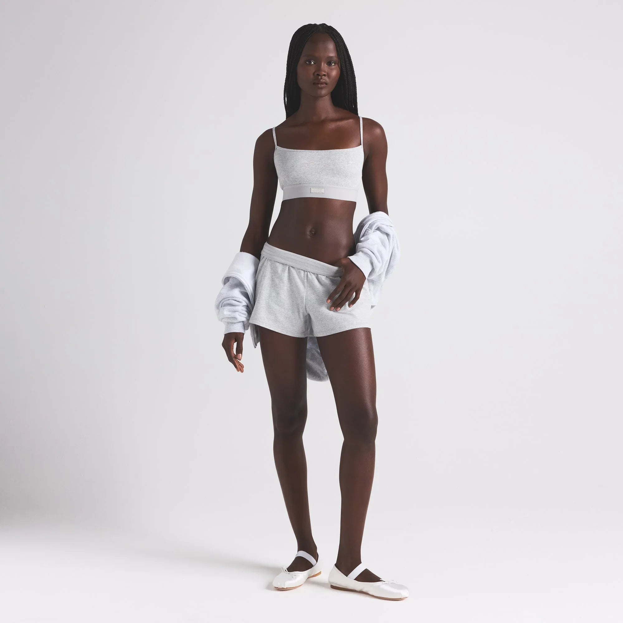 SKIMS COTTON RIB SCOOP BRALETTE | LIGHT HEATHER GREY - SÜTYEN - My Suti