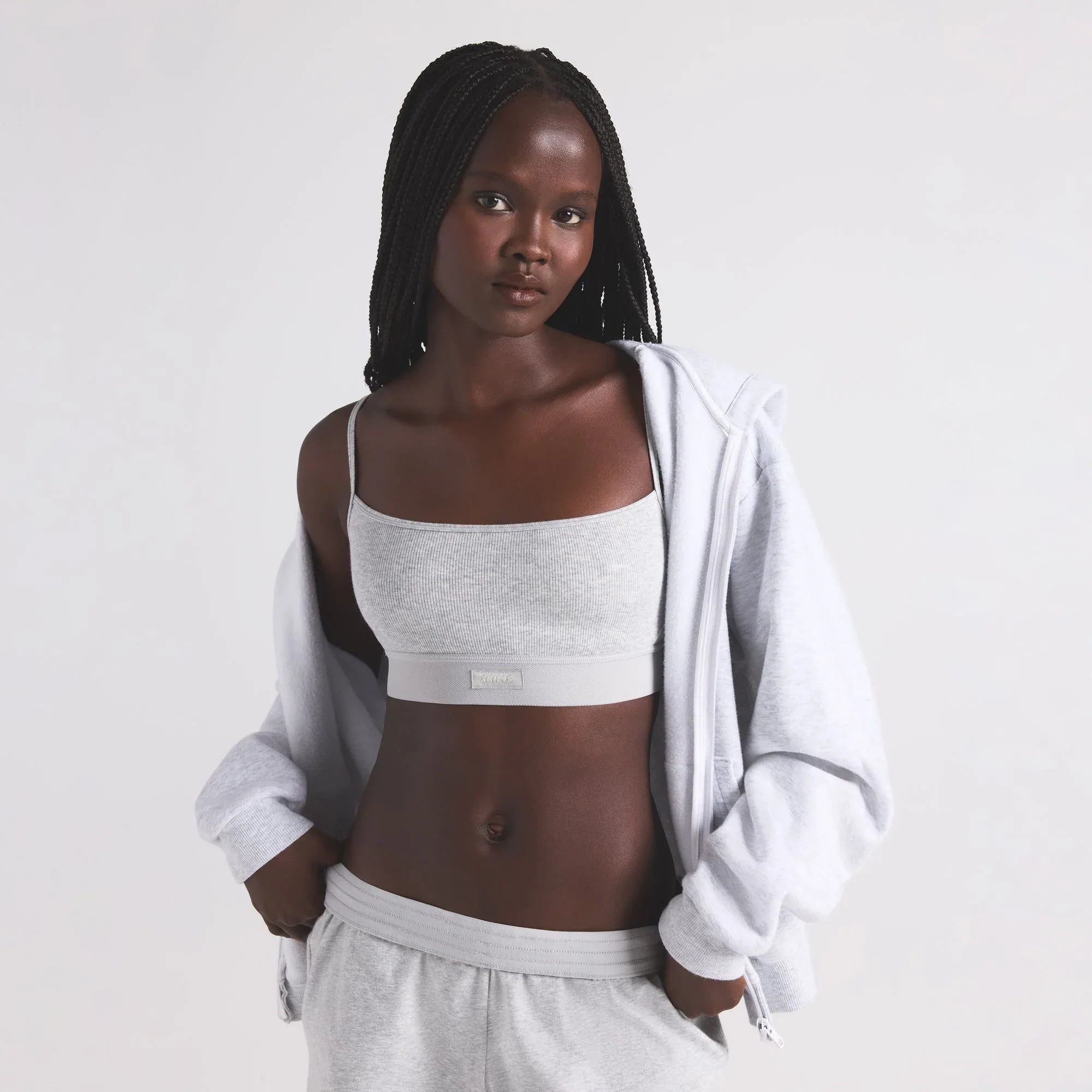 SKIMS COTTON RIB SCOOP BRALETTE | LIGHT HEATHER GREY - SÜTYEN - My Suti