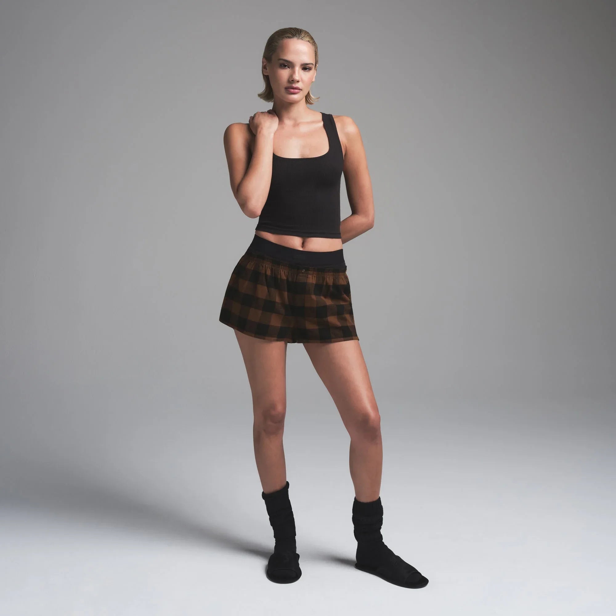 SKIMS FLANNEL SLEEP CHEEKY BOXER | JASPER BUFFALO CHECK - KUTU ŞORT - My Suti