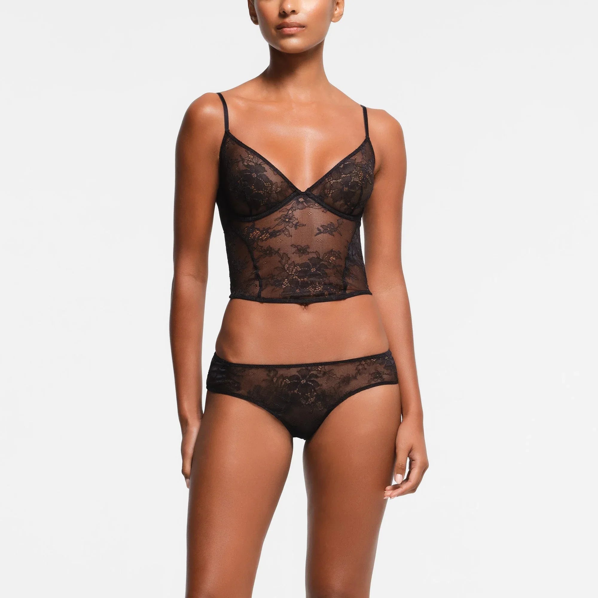 SKIMS ULTRA FINE LACE PLUNGE CORSET | ONYX - KORSE - My Suti