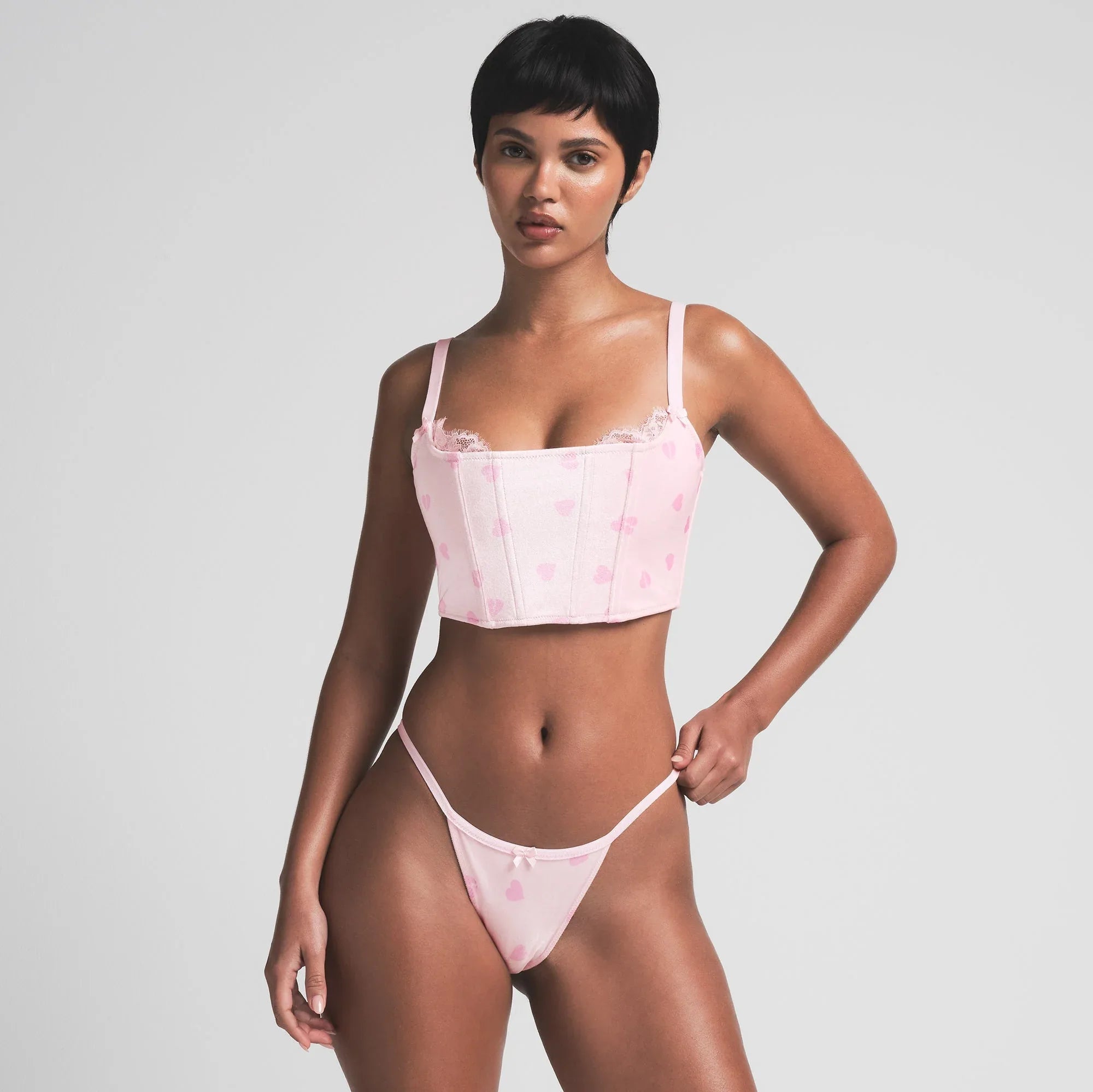 SKIMS VELVET LACE CROPPED CORSET | CHERRY BLOSSOM HEART BREAKER - KORSİT - My Suti