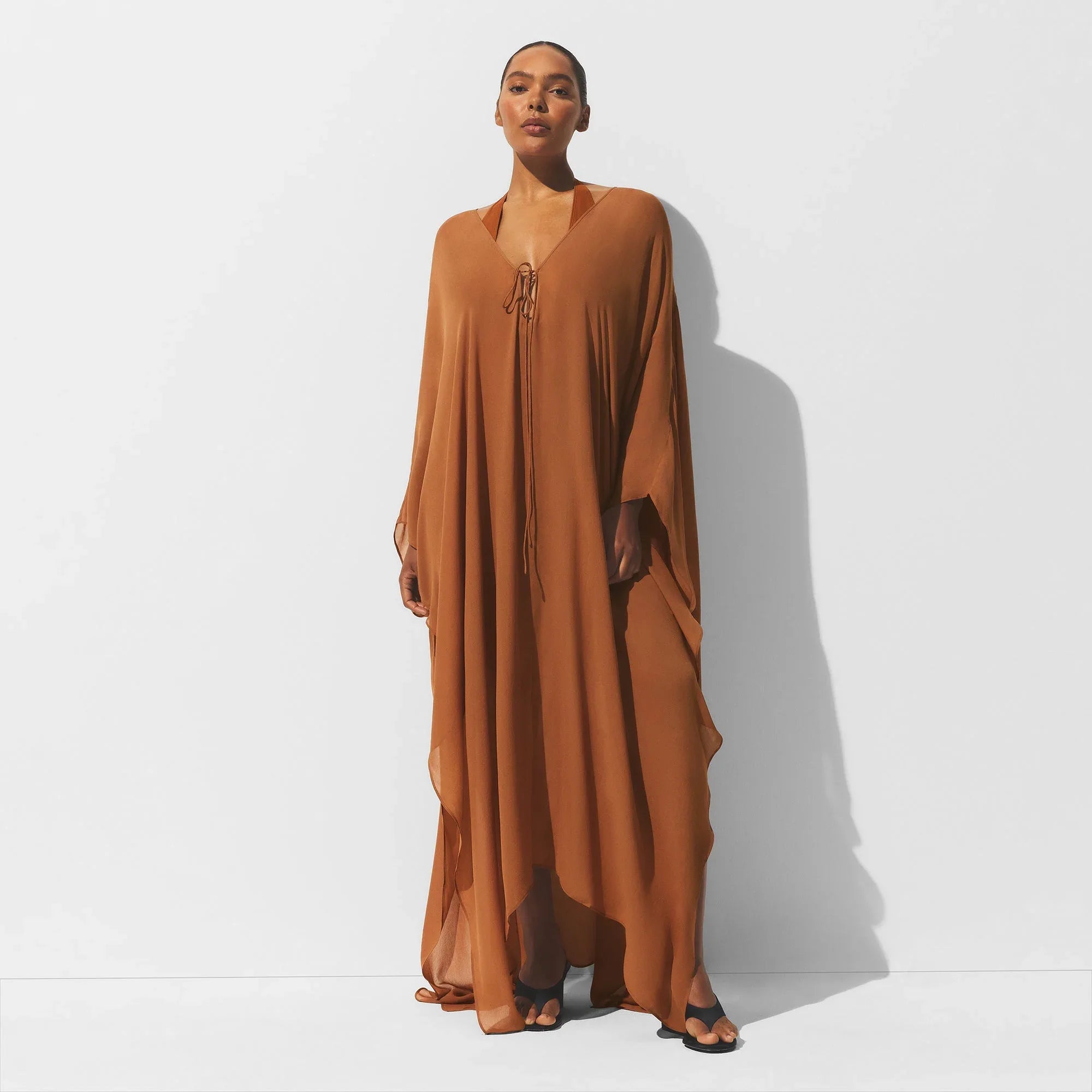 SKIMS SHEER COVER-UPS LONG KAFTAN | CHESTNUT - KAFTAN - My Suti